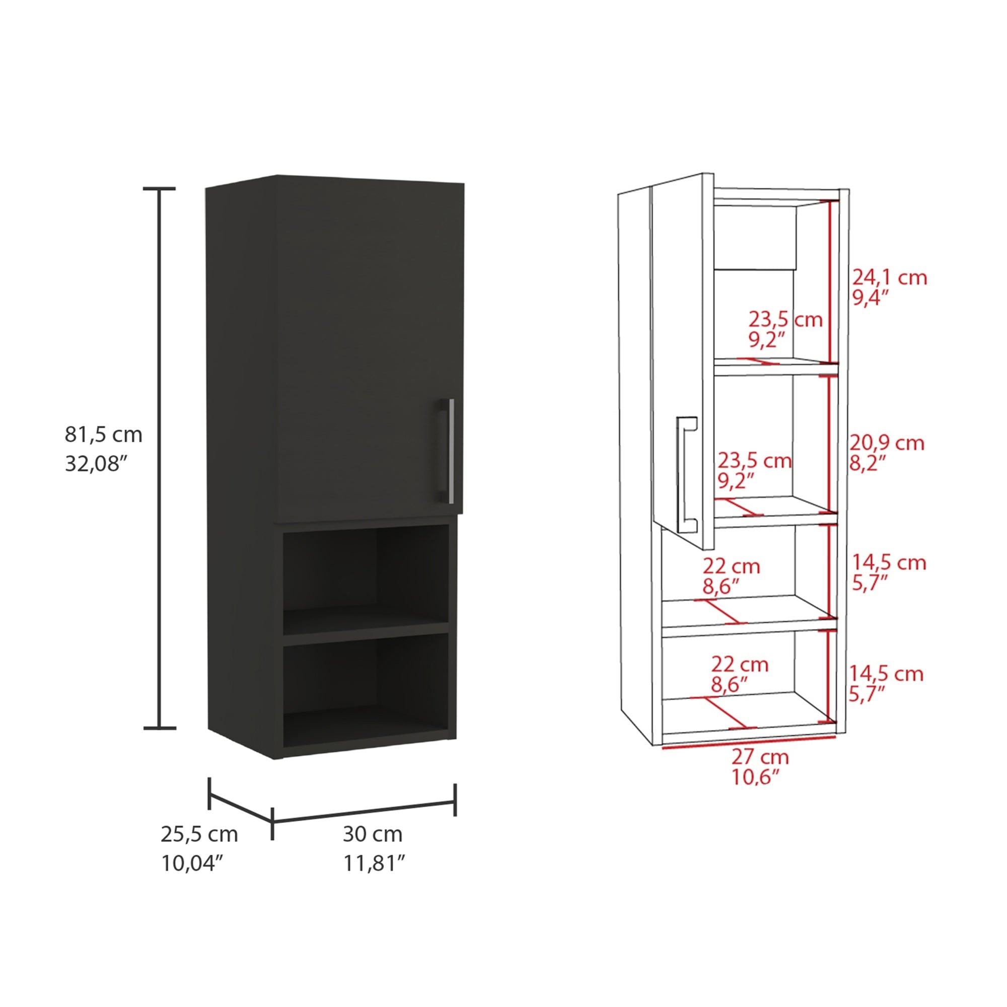 MUEBLE AUXILIAR BAÑO MURO BARCELONA 1 PUERTA WENGUE - 3