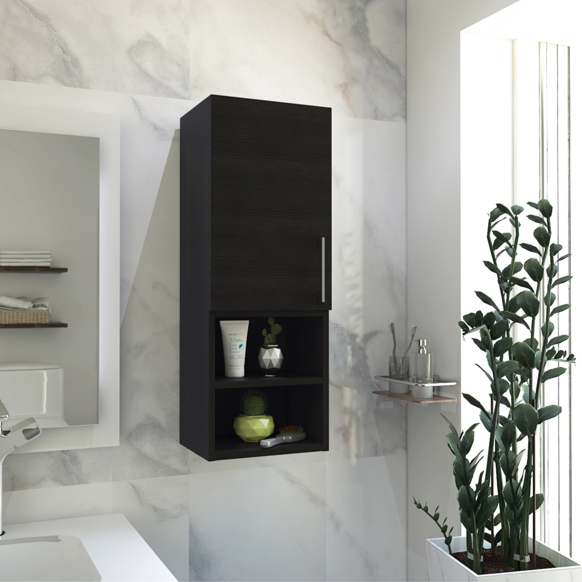 MUEBLE AUXILIAR BAÑO MURO BARCELONA 1 PUERTA WENGUE - 7