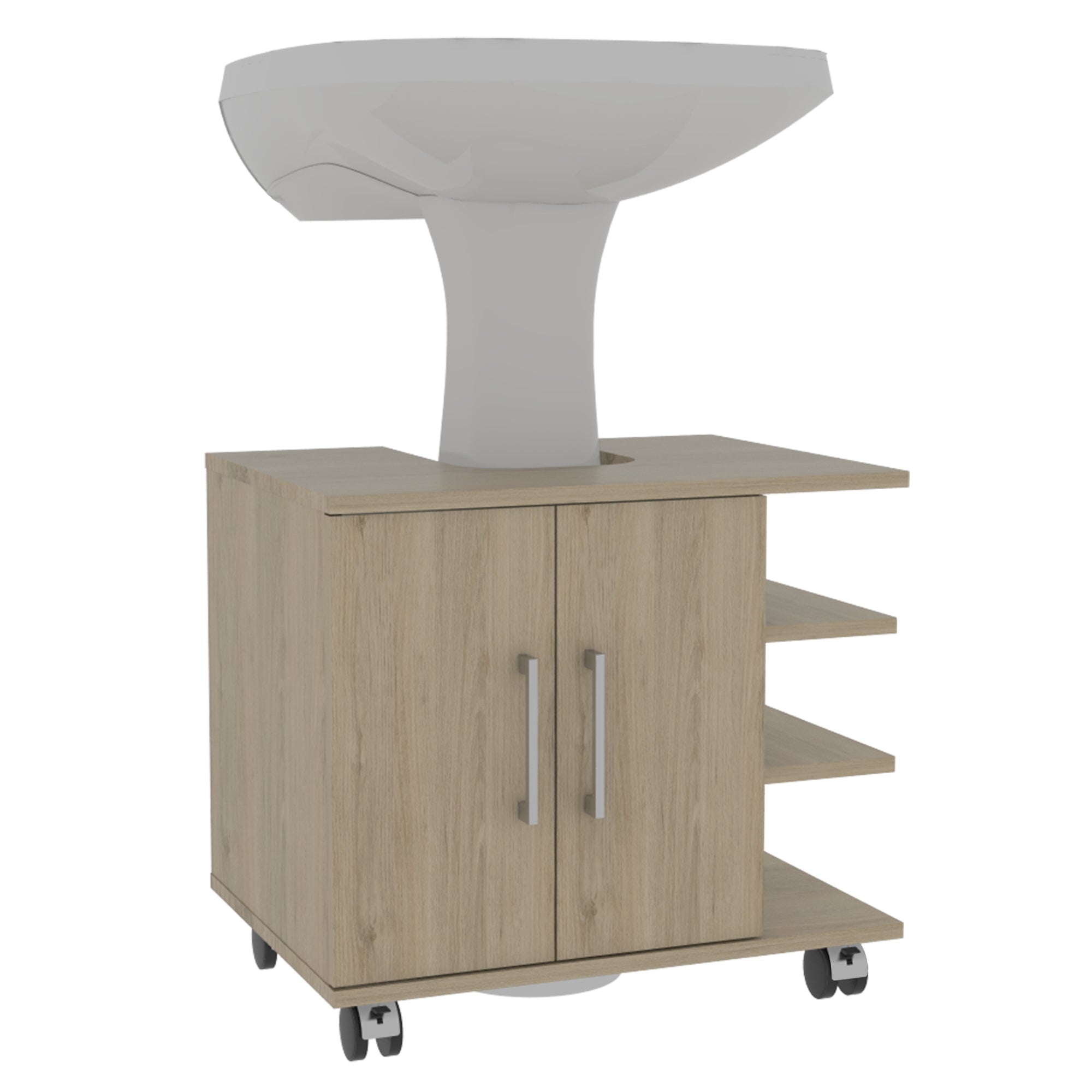 MUEBLE PARA LAVAMANOS 2 PUERTAS BATH-55 ROVERE Y BLANCO - 3
