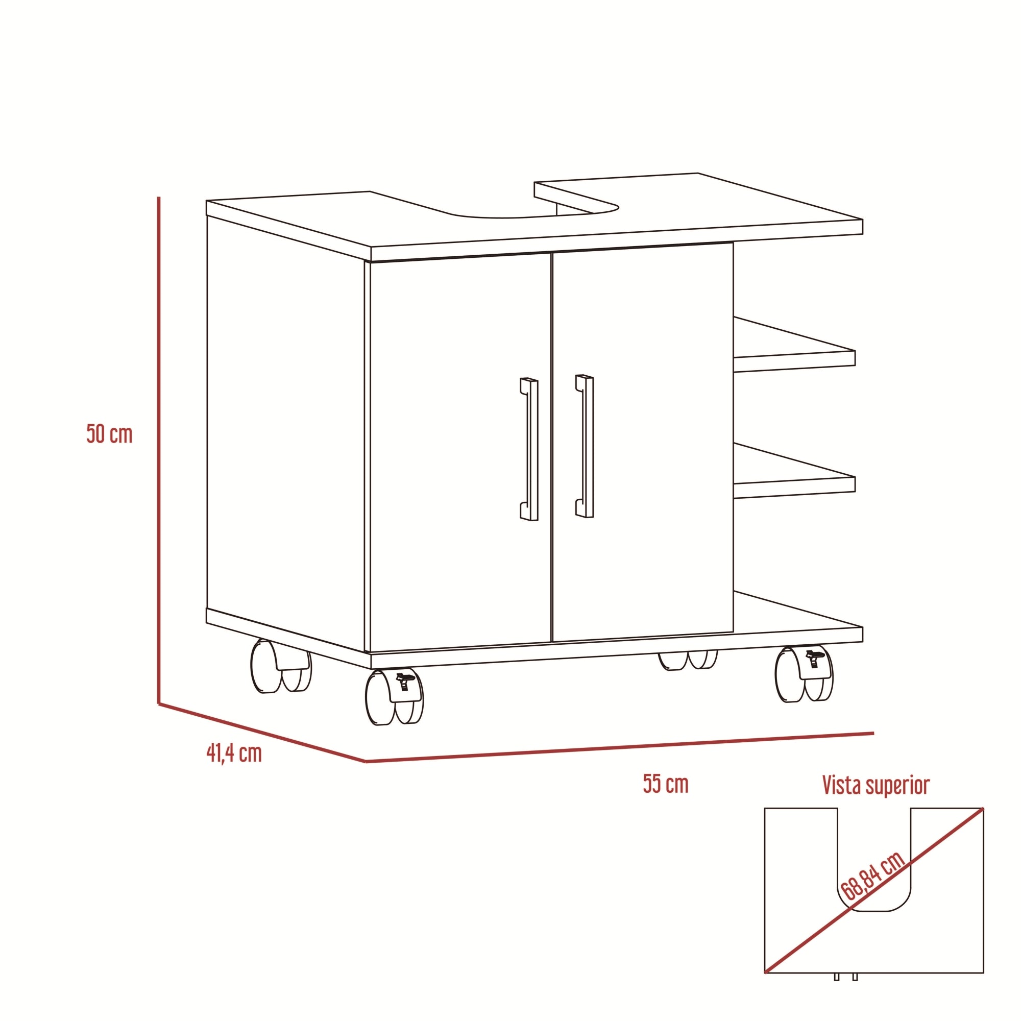 MUEBLE PARA LAVAMANOS 2 PUERTAS BATH-55 ROVERE Y BLANCO - 7