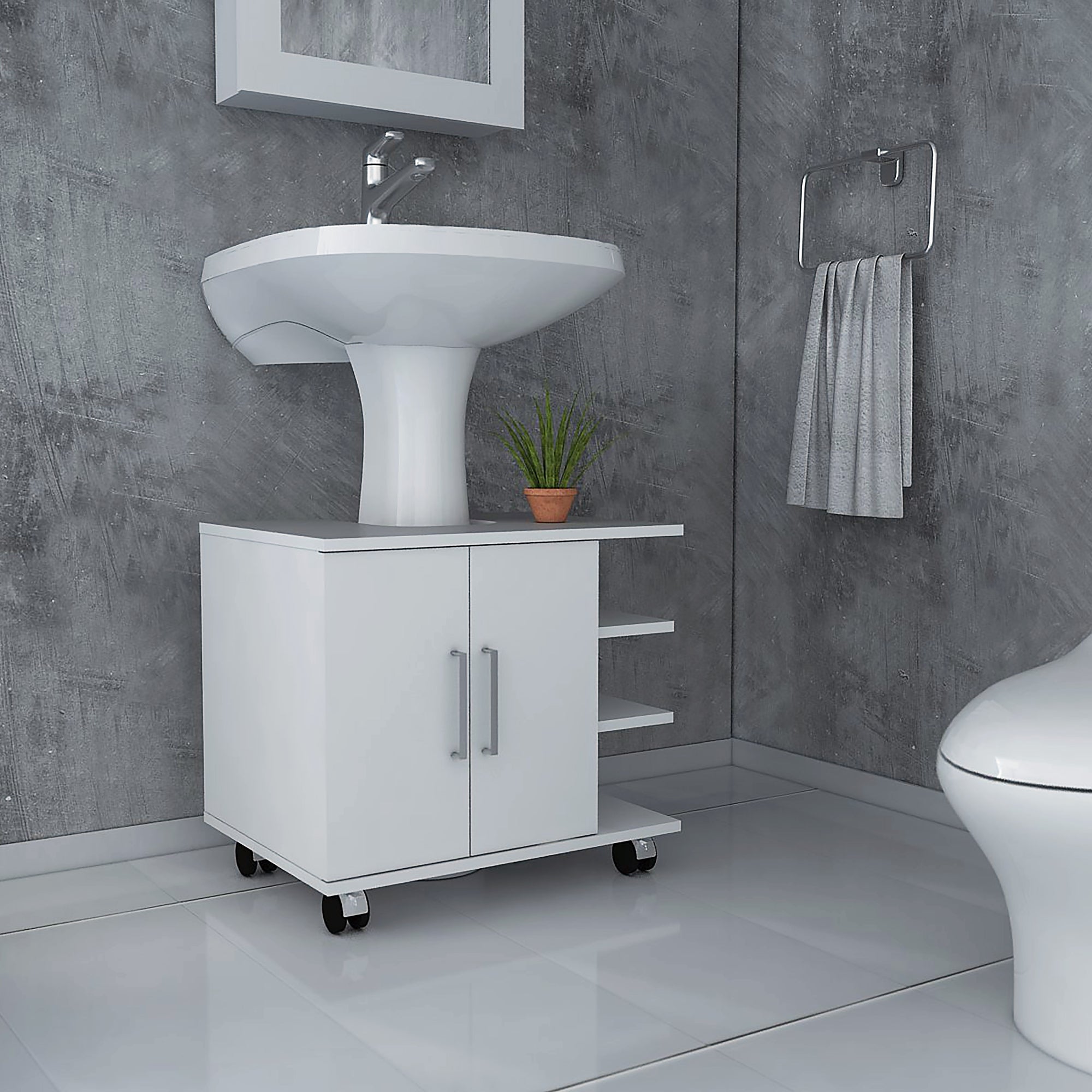 MUEBLE PARA LAVAMANOS 2 PUERTAS BATH-55 BLANCO - 5