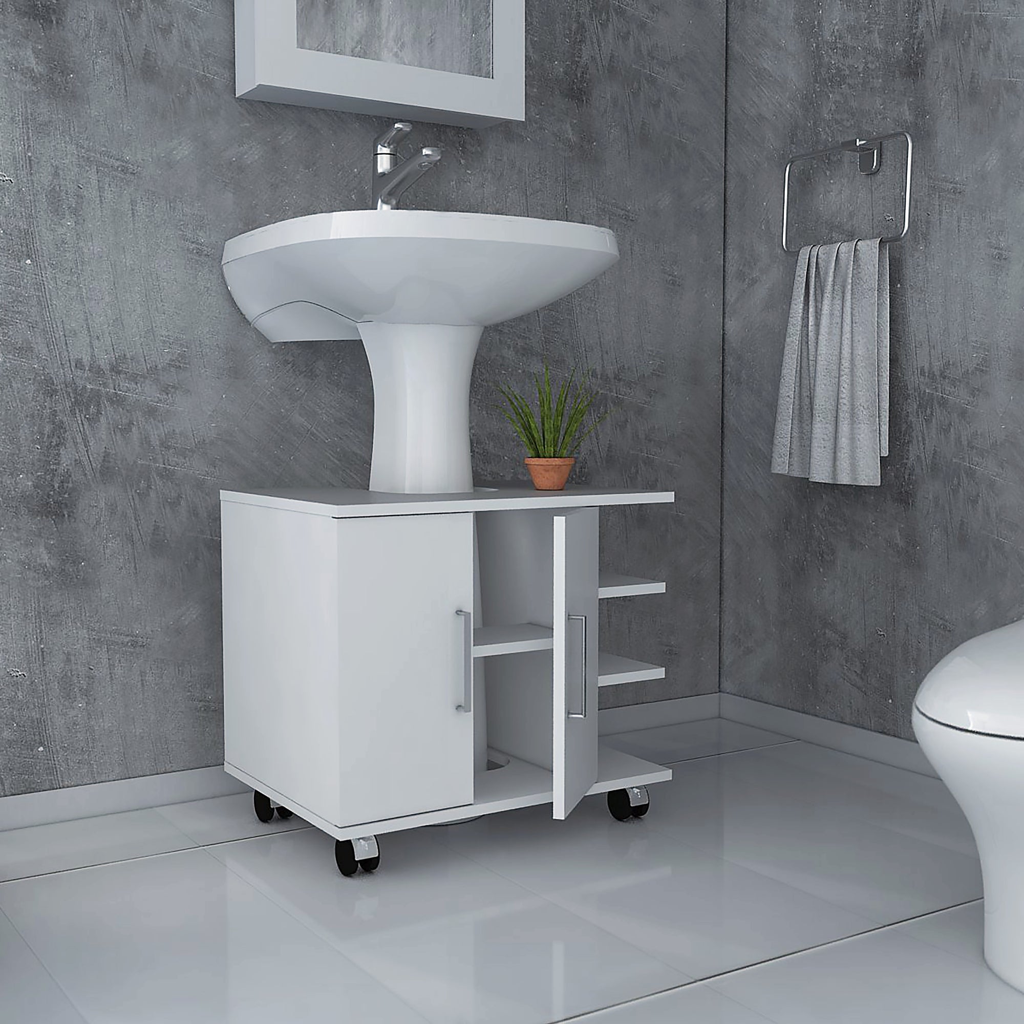 MUEBLE PARA LAVAMANOS 2 PUERTAS BATH-55 BLANCO - 6