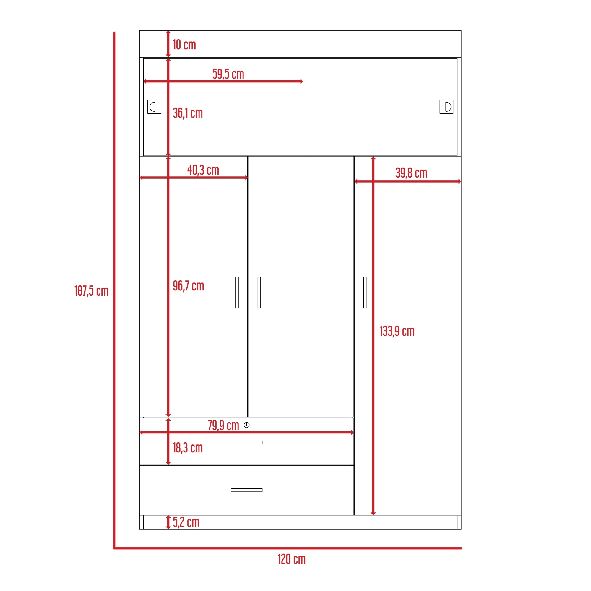 CLOSET MANILA 5 PUERTAS WENGUE 187X120X51 CM - 8