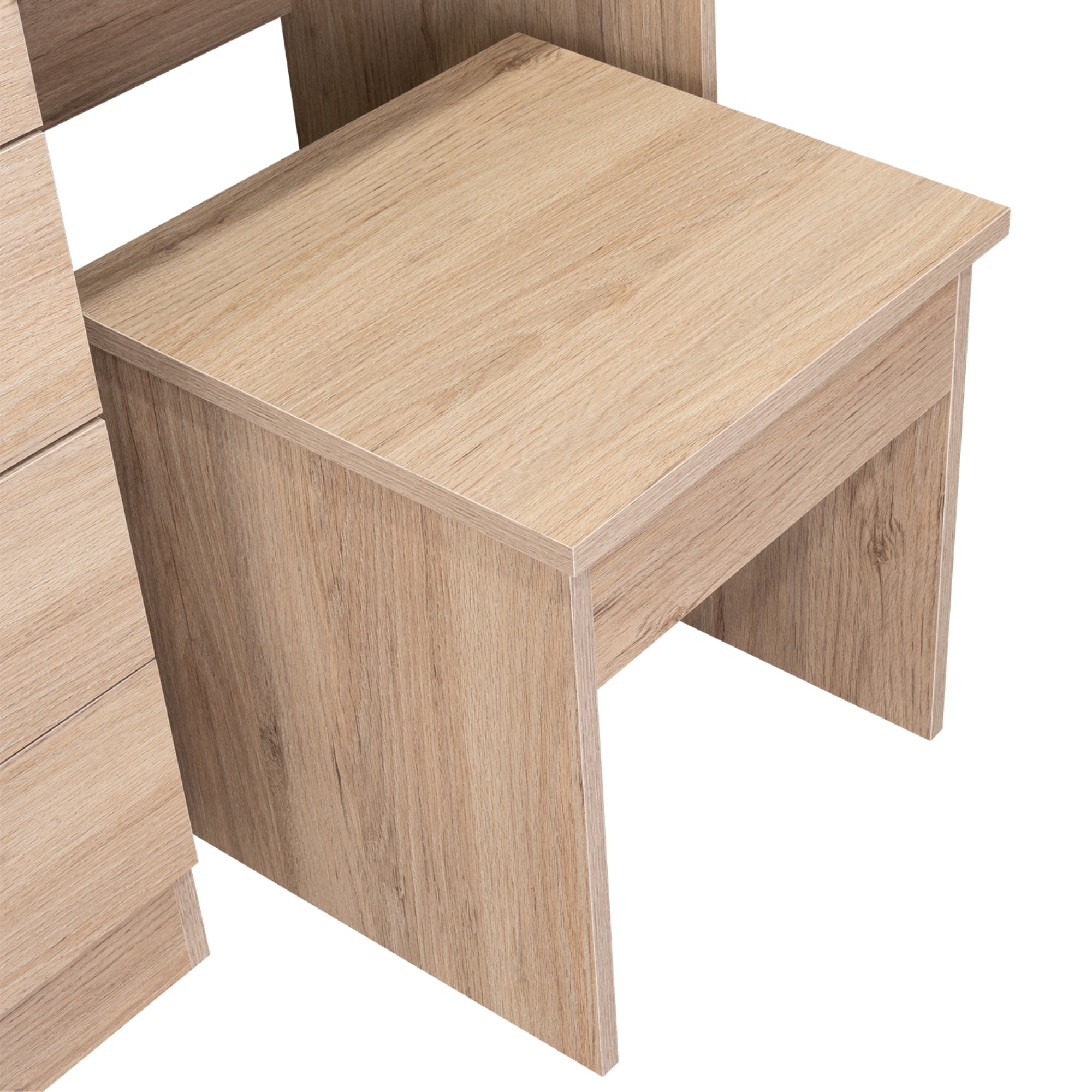 MUEBLE DE TOCADOR KAIA 4 CAJONES ROVERE Y BLANCO CON SILLA 126X100X42 CM - 8