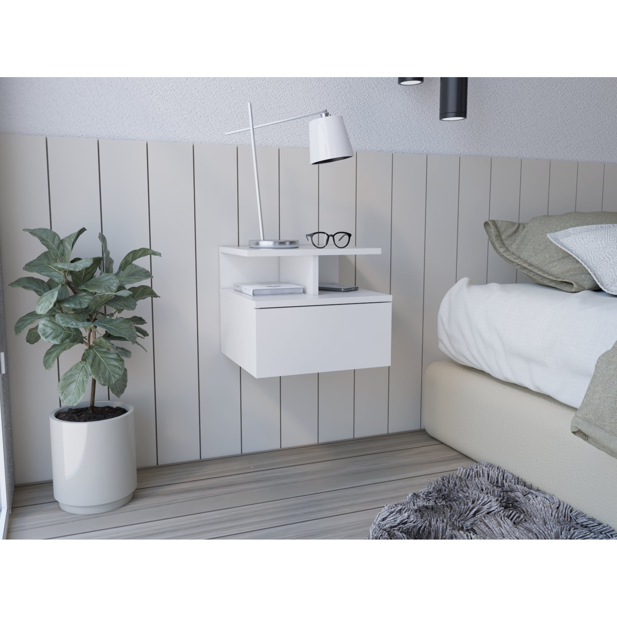 VELADOR FLOTANTE DREAMS 1 CAJON BLANCO 29X35X33 CM - 5