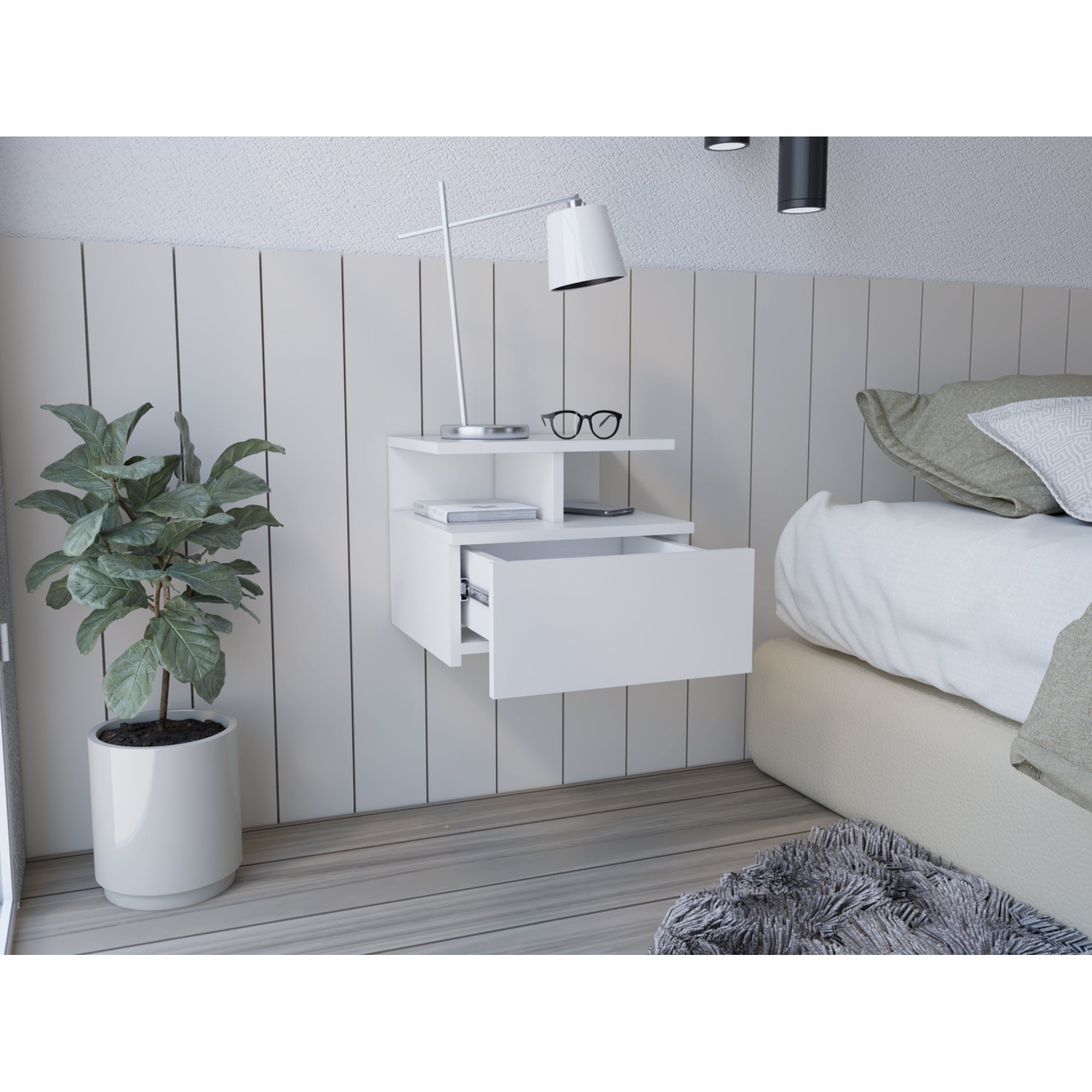 VELADOR FLOTANTE DREAMS 1 CAJON BLANCO 29X35X33 CM - 6
