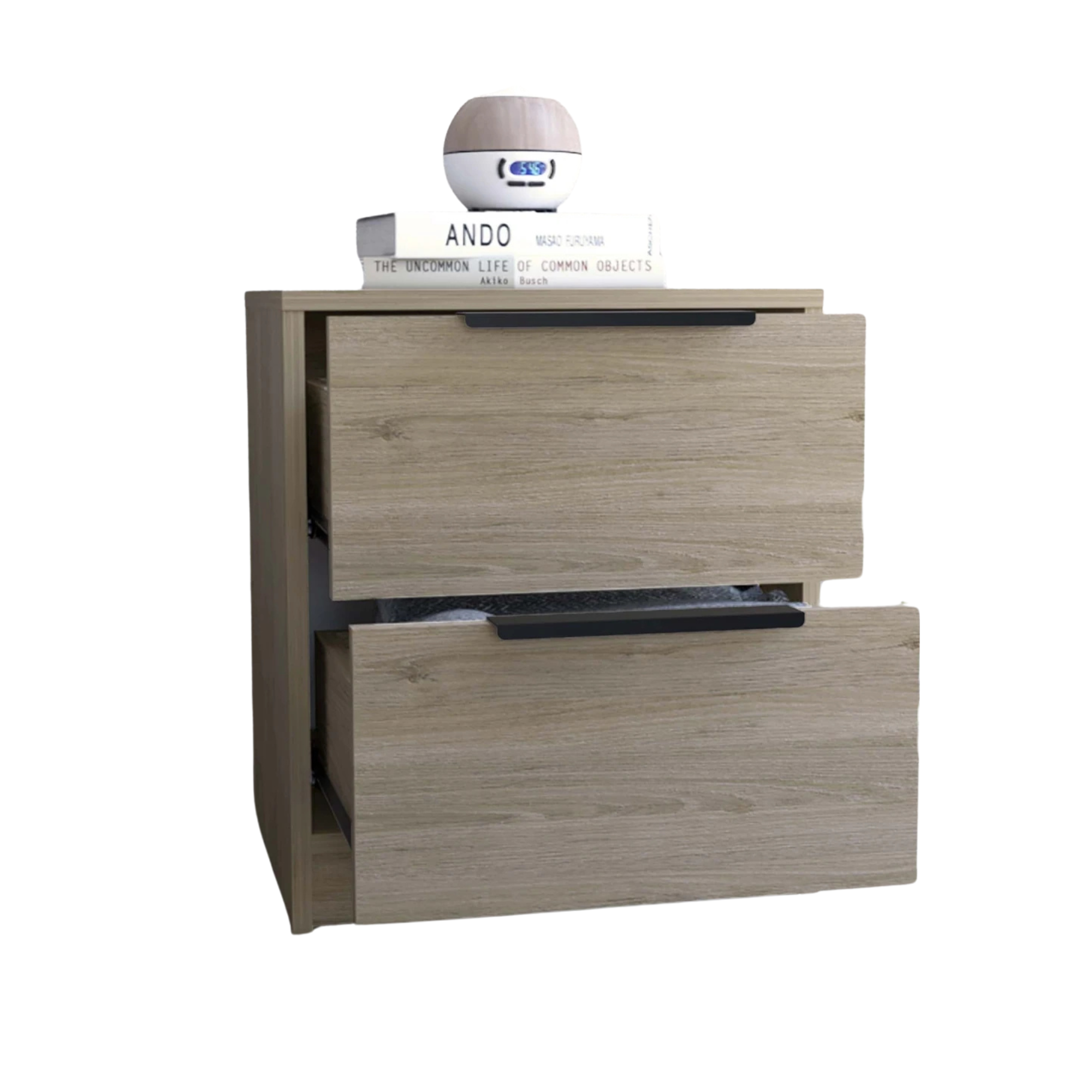 VELADOR KAIA 2 CAJONES ROVERE Y BLANCO 48X41X36 CM - 1