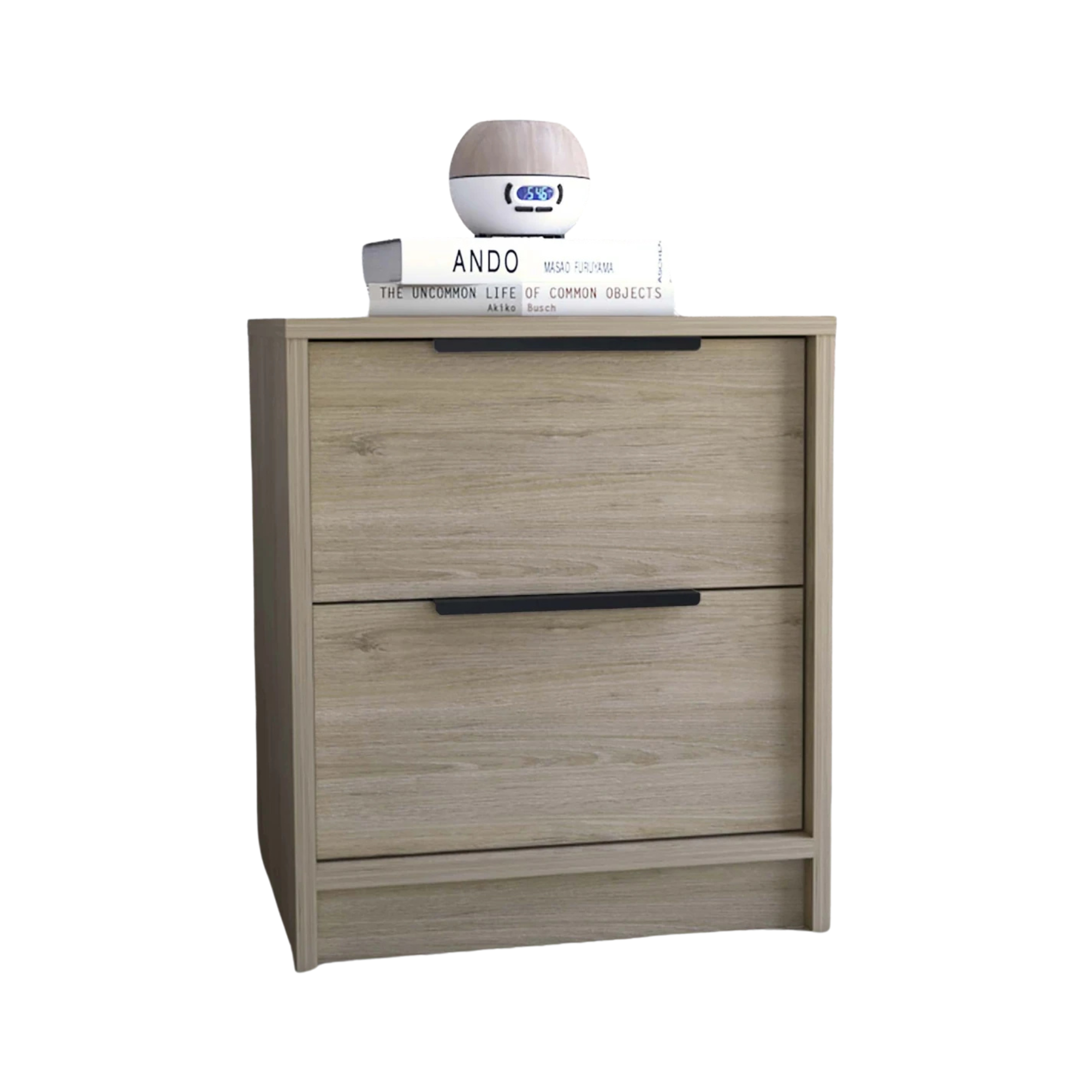 VELADOR KAIA 2 CAJONES ROVERE Y BLANCO 48X41X36 CM - 2