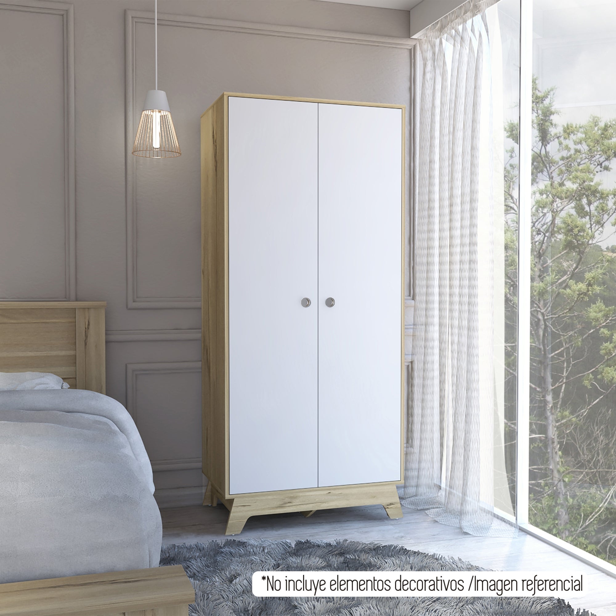 CLOSET Z-81 2 PUERTAS 2 CAJONES BLANCO Y DUNA - 10