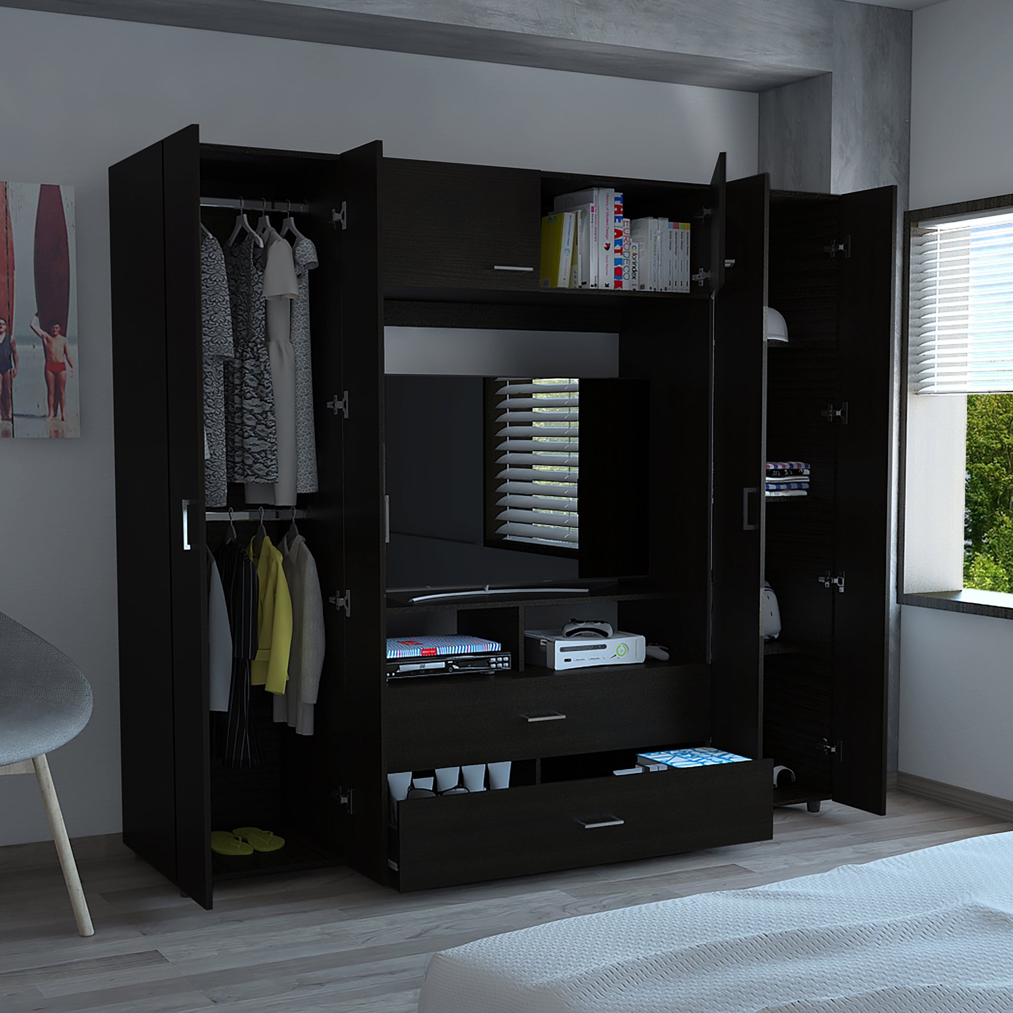 CLOSET MANILA Z-200 6 PUERTAS TV 46' WENGUE - 6
