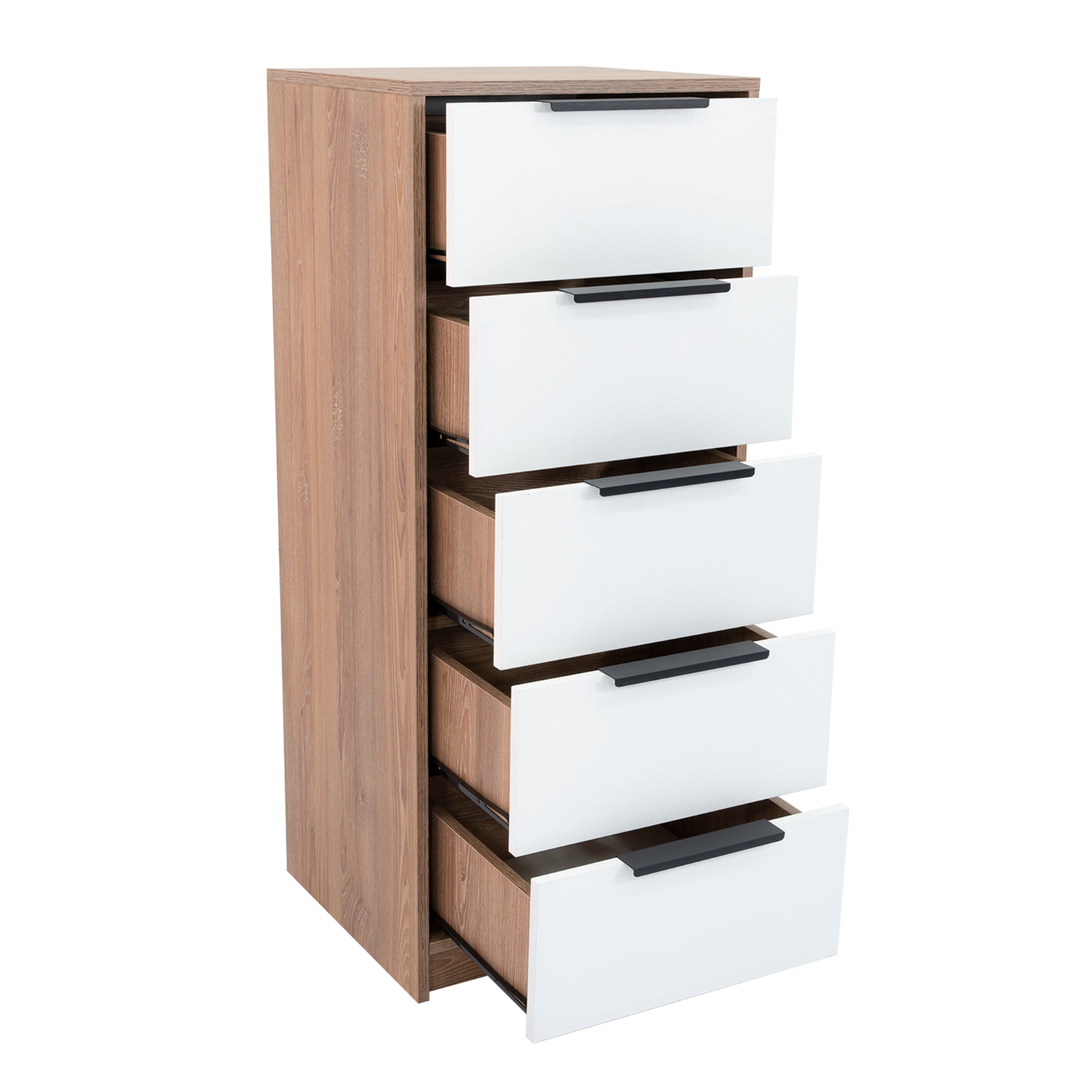COMODA ALTA KAIA 5 CAJONES MIEL Y BLANCO 107X45X41 CM - 1