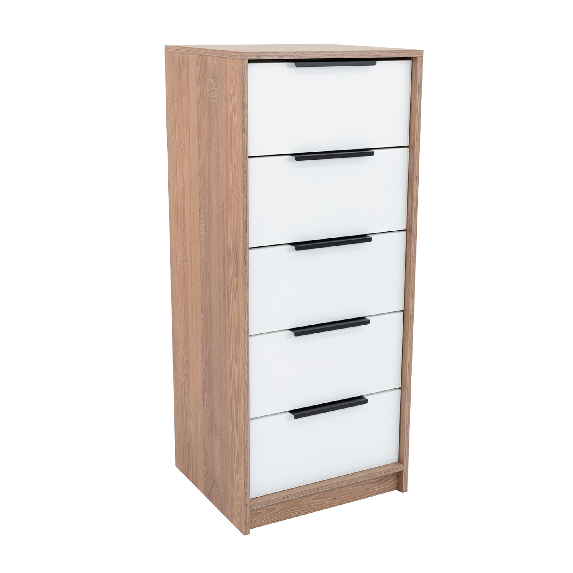 COMODA ALTA KAIA 5 CAJONES MIEL Y BLANCO 107X45X41 CM - 3
