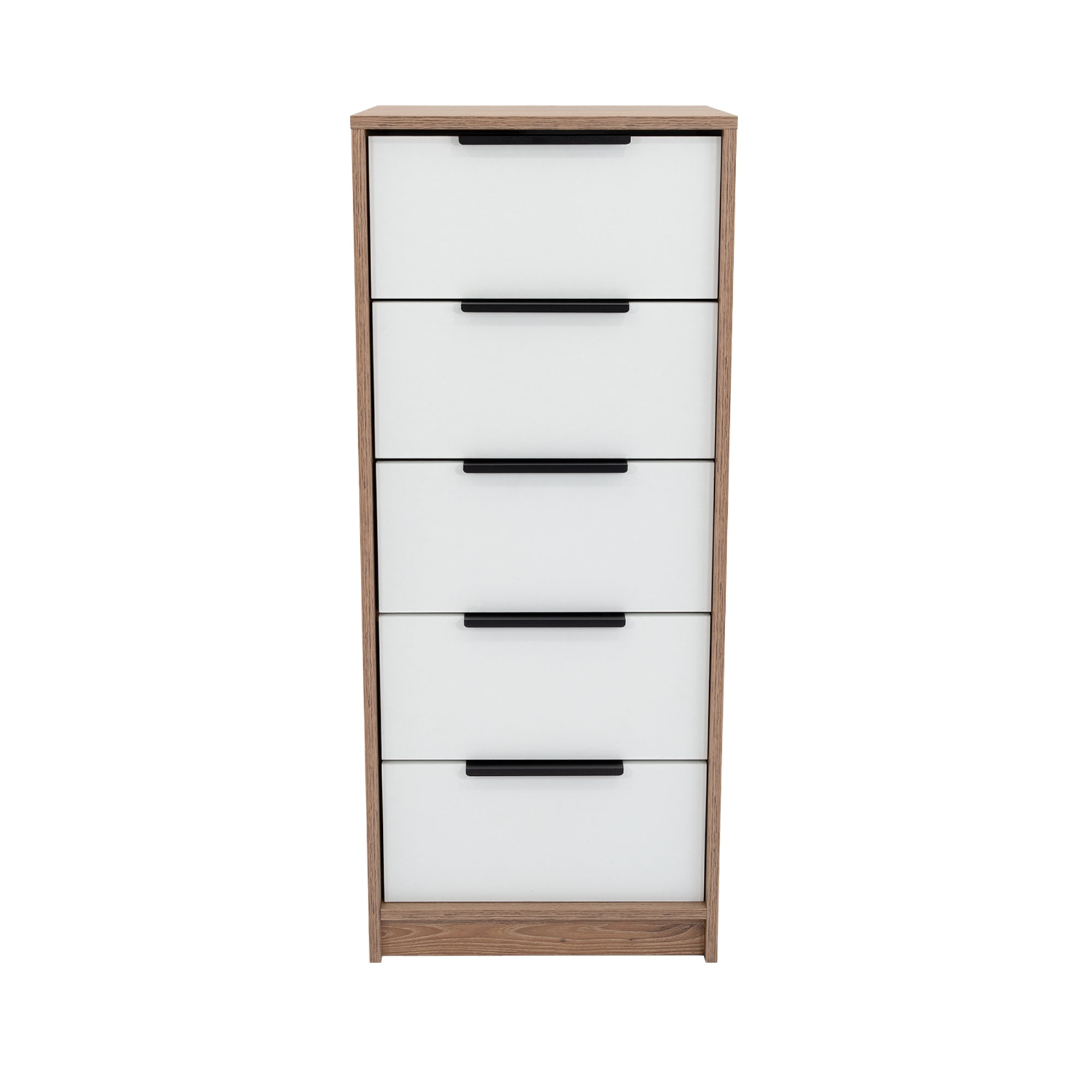 COMODA ALTA KAIA 5 CAJONES MIEL Y BLANCO 107X45X41 CM - 4