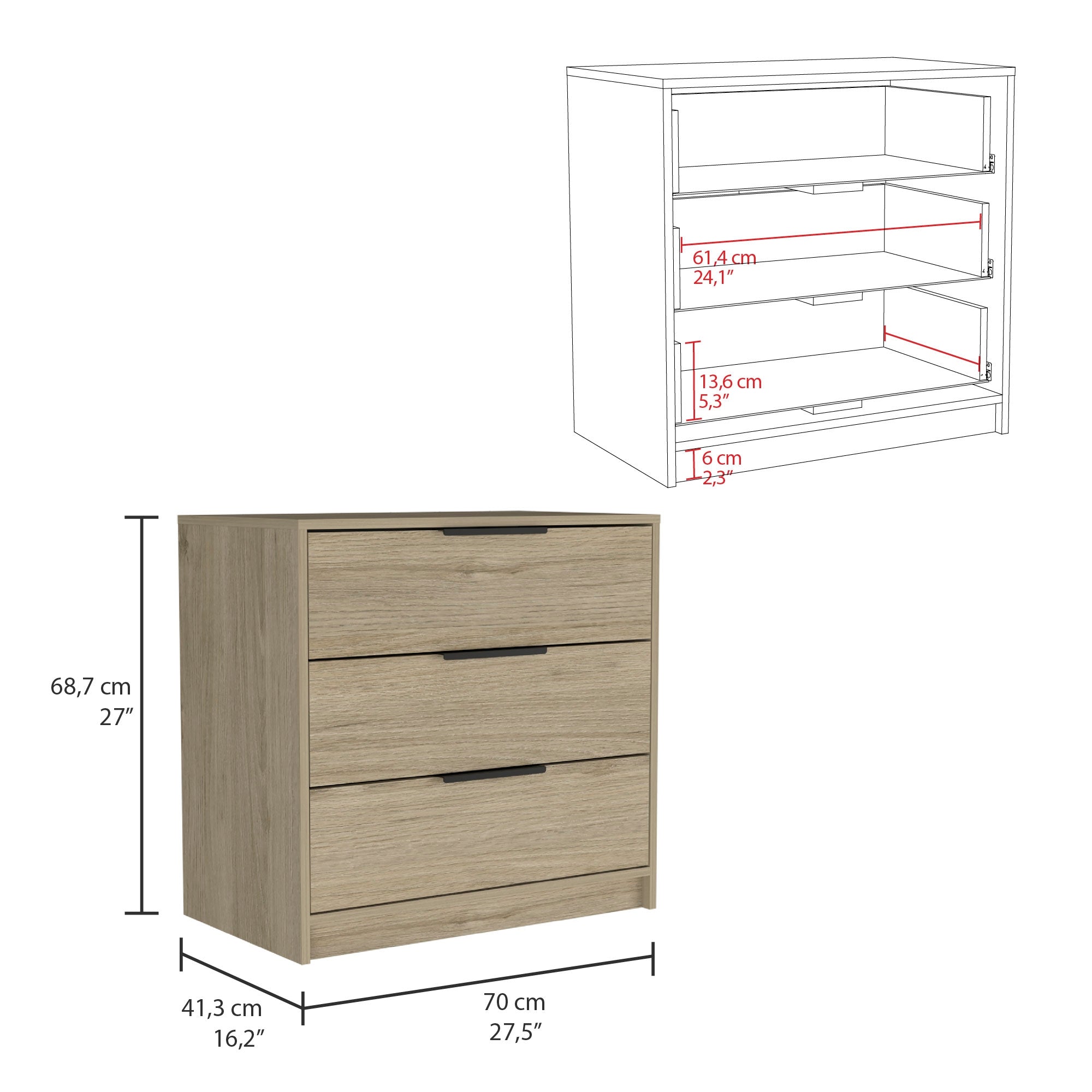 COMODA KAIA CAJONES ROVERE Y BLANCO - 2