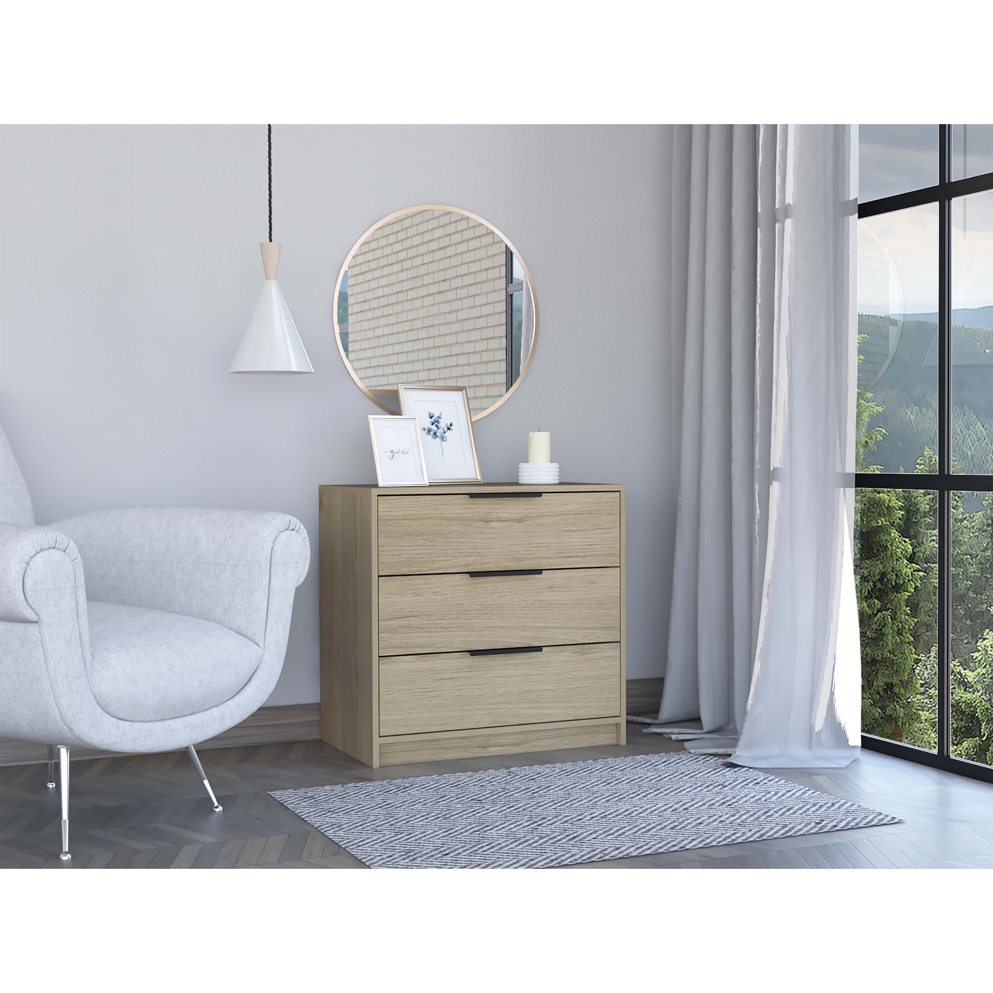 COMODA KAIA CAJONES ROVERE Y BLANCO - 9