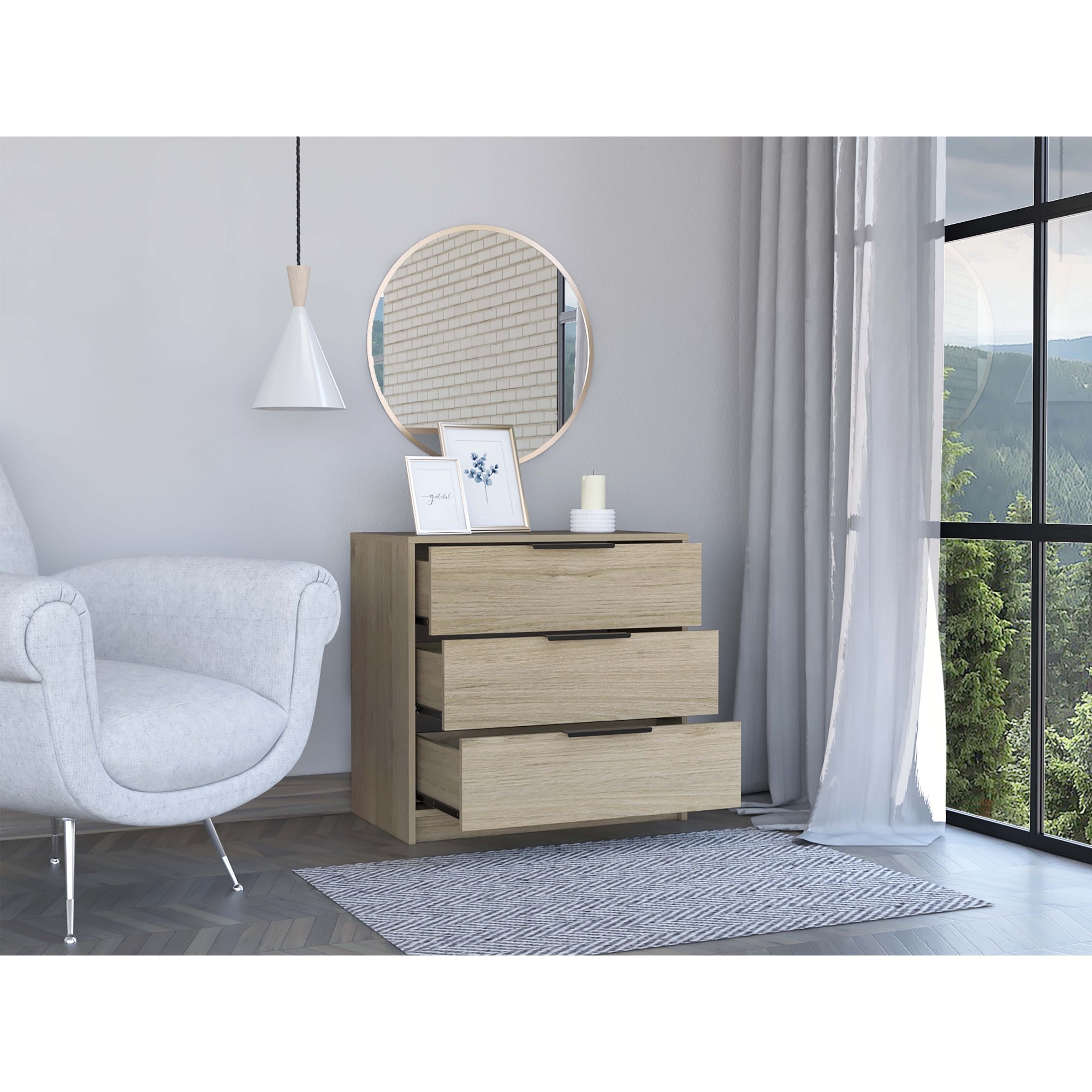 COMODA KAIA CAJONES ROVERE Y BLANCO - 10