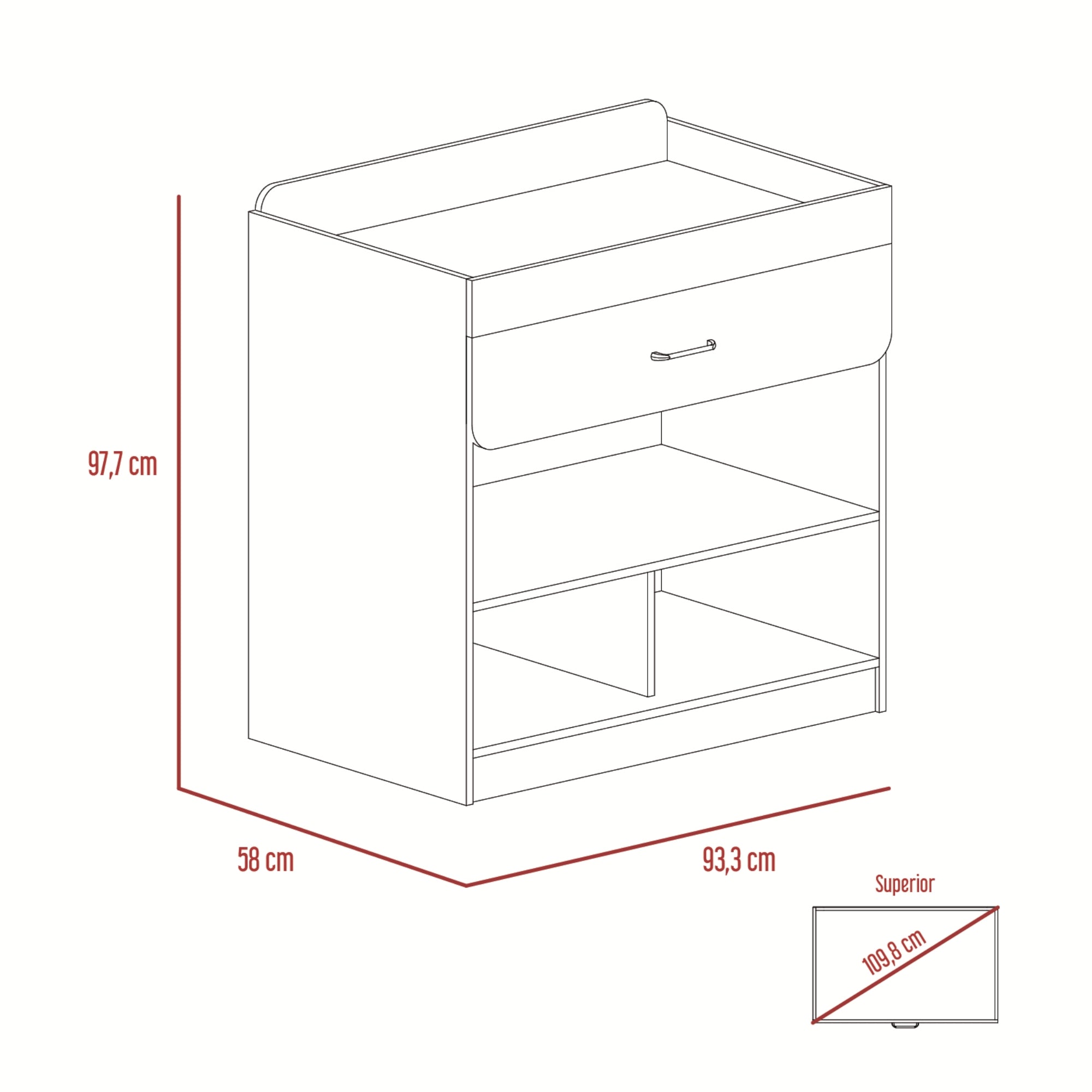CAMBIADOR ROSARIO 1 CAJON BLANCO 97X93X58 CM - 7