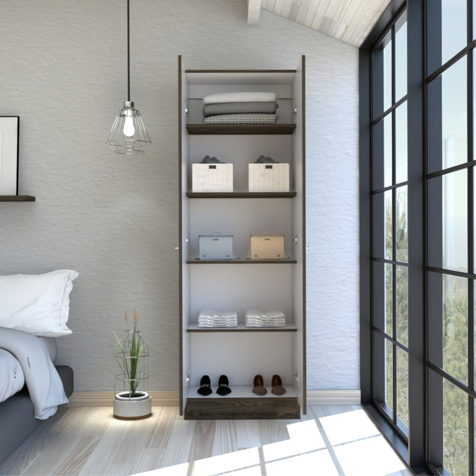 CLOSET 2 PUERTAS HOME COÑAC Y BLANCO 180X60X30 CM - 5