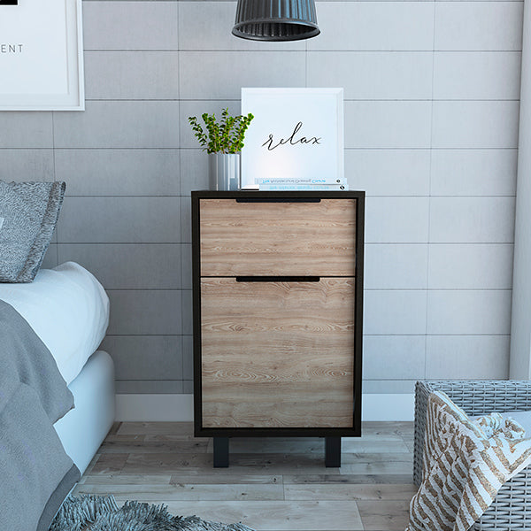 VELADOR KAIA 1 CAJON 1 PUERTA WENGUE Y MIEL 70X41X36 CM - 5