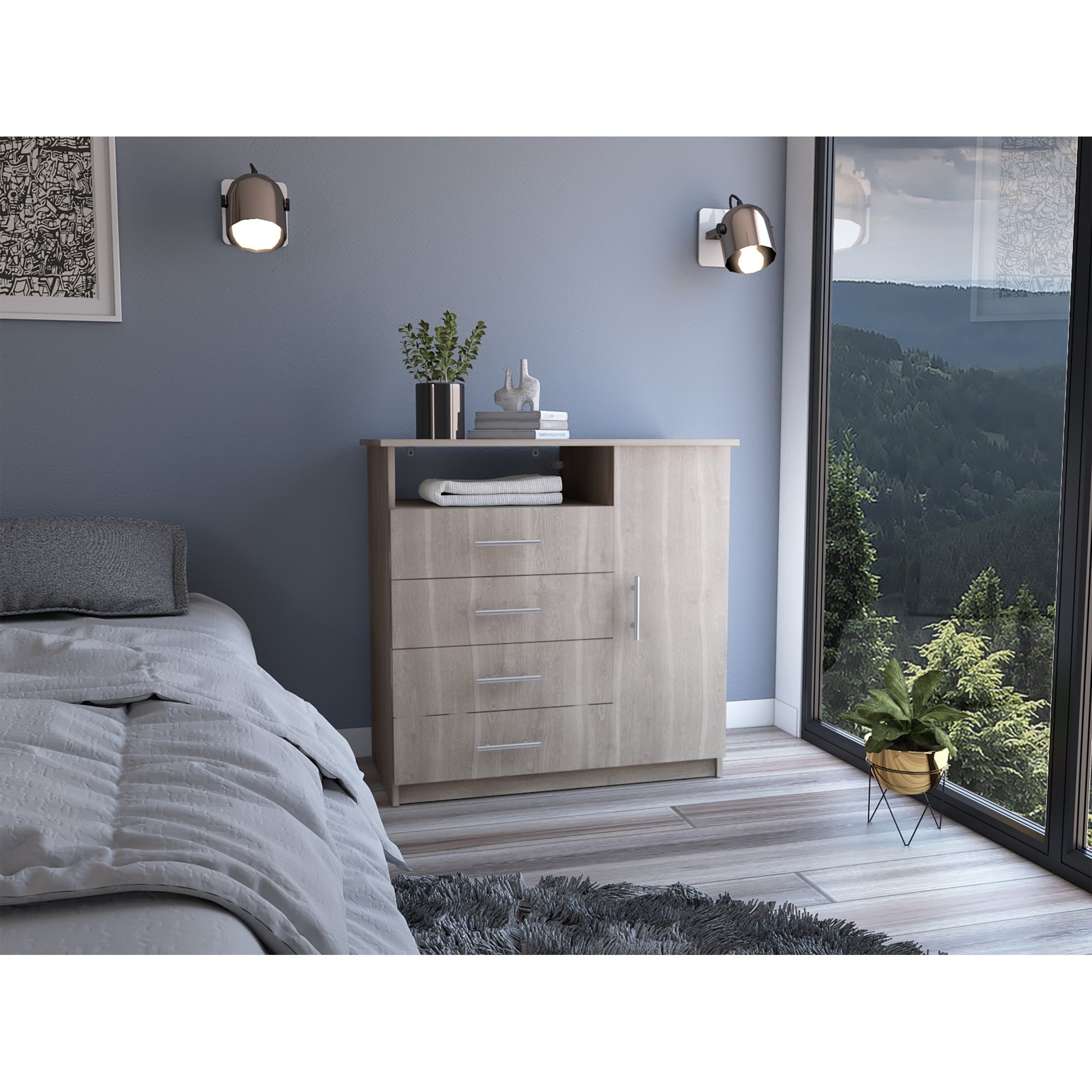 COMODA PERU 4 CAJONES 1 PUERTA BARDOLINO 88X91X45 CM - 5