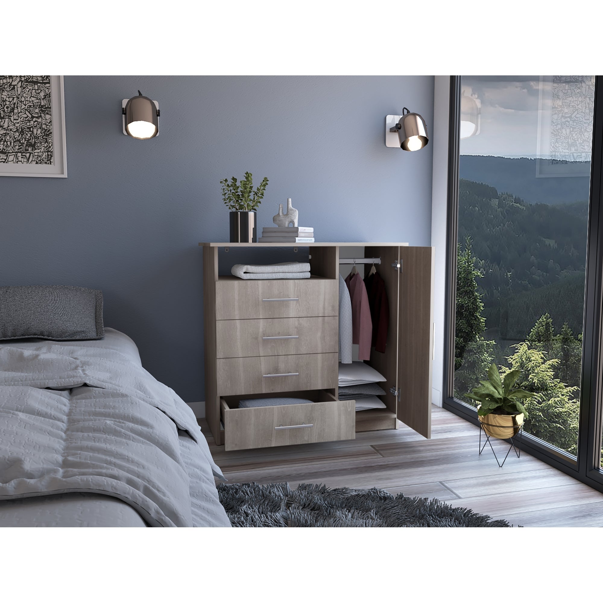 COMODA PERU 4 CAJONES 1 PUERTA BARDOLINO 88X91X45 CM - 6