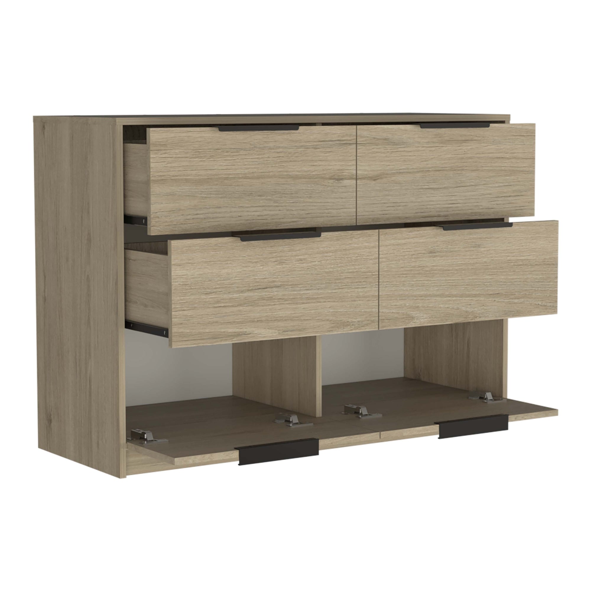 COMODA KAIA 4 CAJONES 2 PUERTAS ROVERE Y BLANCO 77X107X41 CM - 1