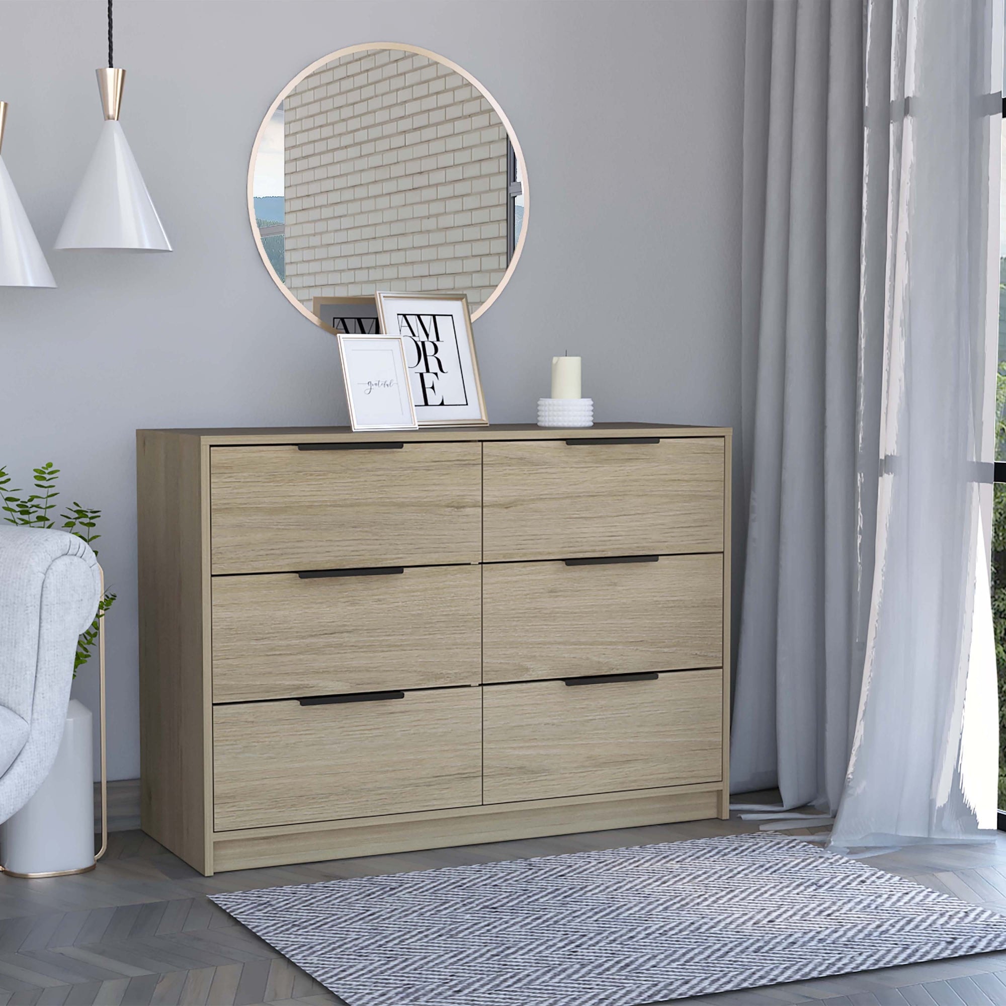 COMODA KAIA 4 CAJONES 2 PUERTAS ROVERE Y BLANCO 77X107X41 CM - 3