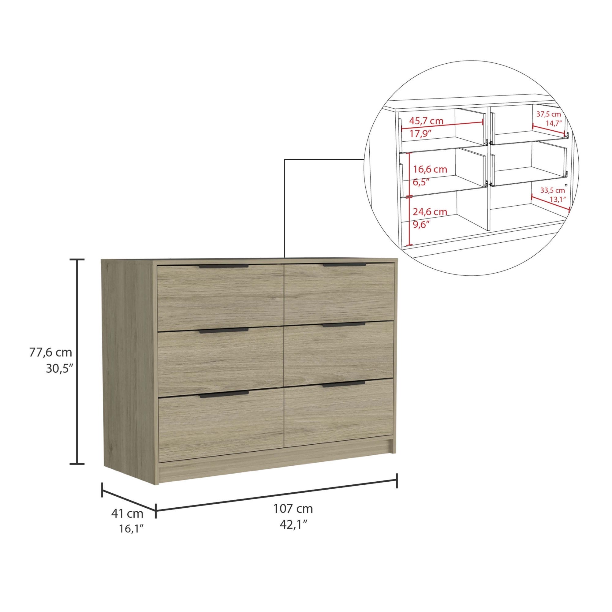 COMODA KAIA 4 CAJONES 2 PUERTAS ROVERE Y BLANCO 77X107X41 CM - 5