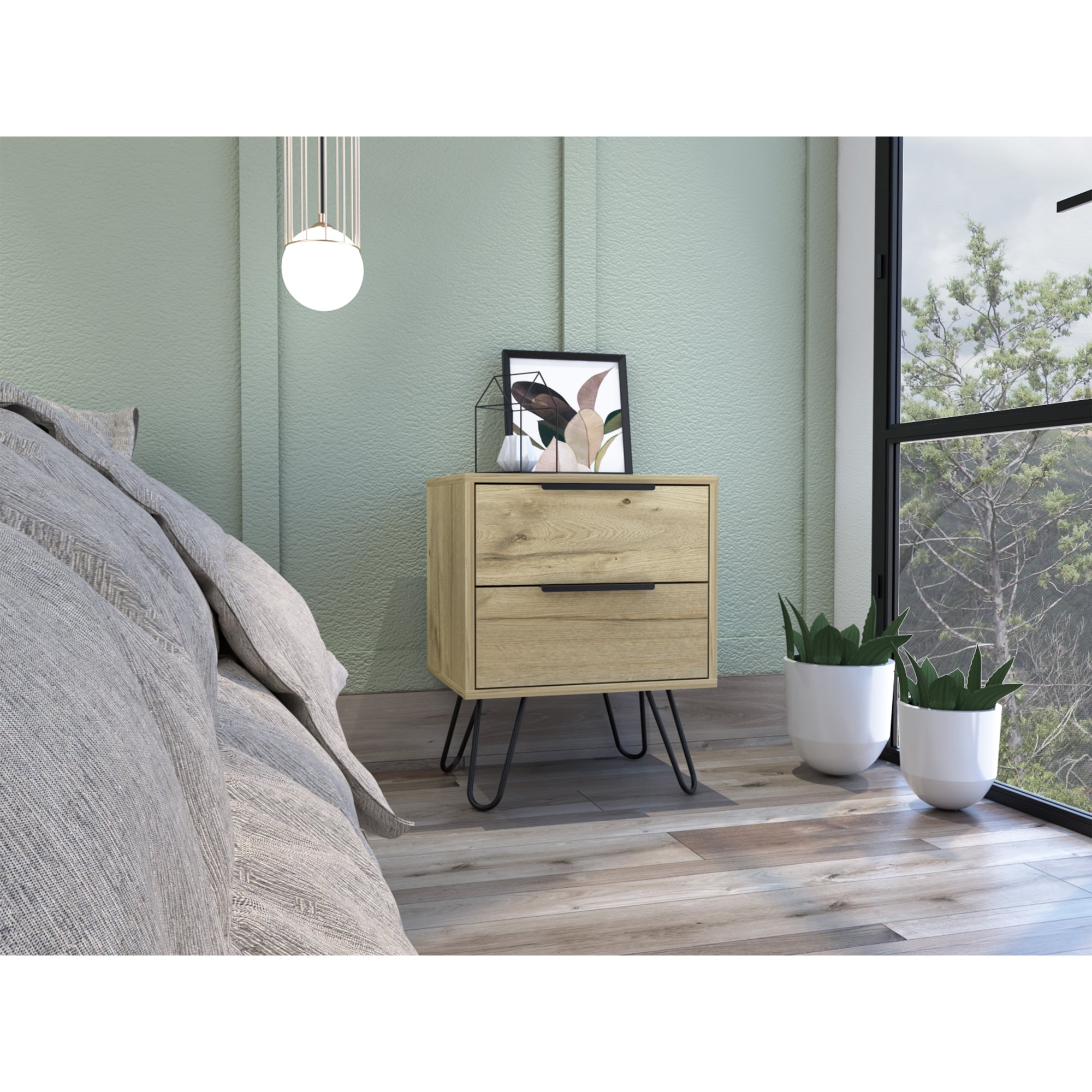 VELADOR CONCEPT 2 CAJONES DUNA Y WENGUE 57X45X34 CM - 5