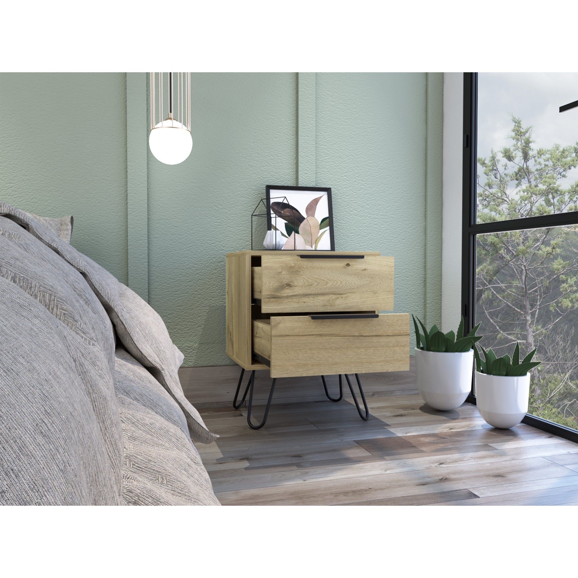 VELADOR CONCEPT 2 CAJONES DUNA Y WENGUE 57X45X34 CM - 6