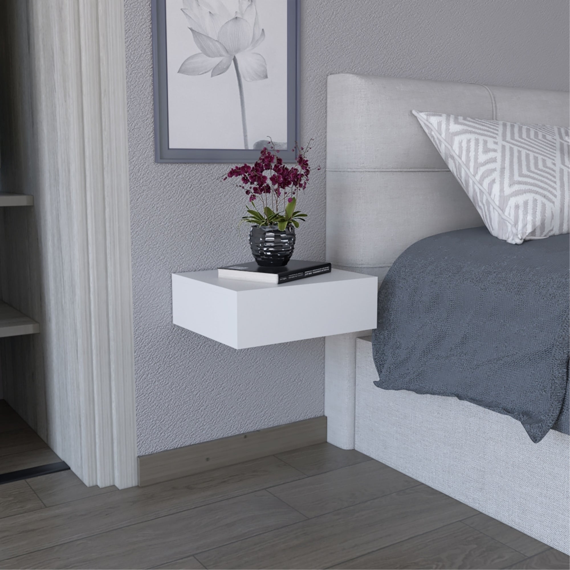 VELADOR MILANO FLOTANTE BLANCO 1 CAJON 13X40X34 CM - 5