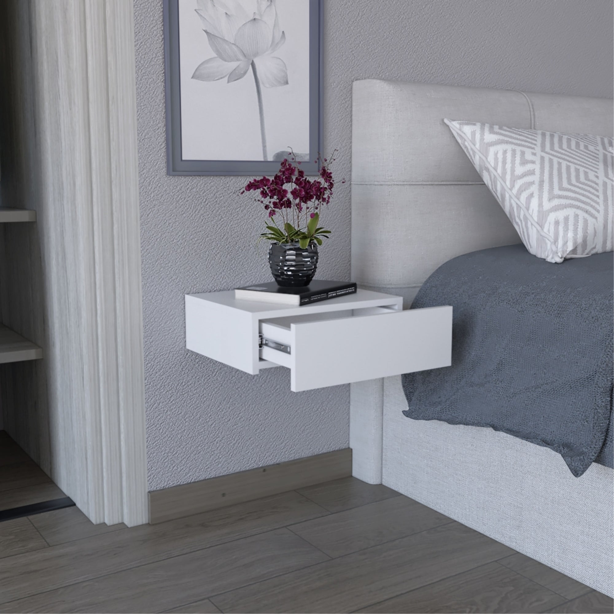 VELADOR MILANO FLOTANTE BLANCO 1 CAJON 13X40X34 CM - 6