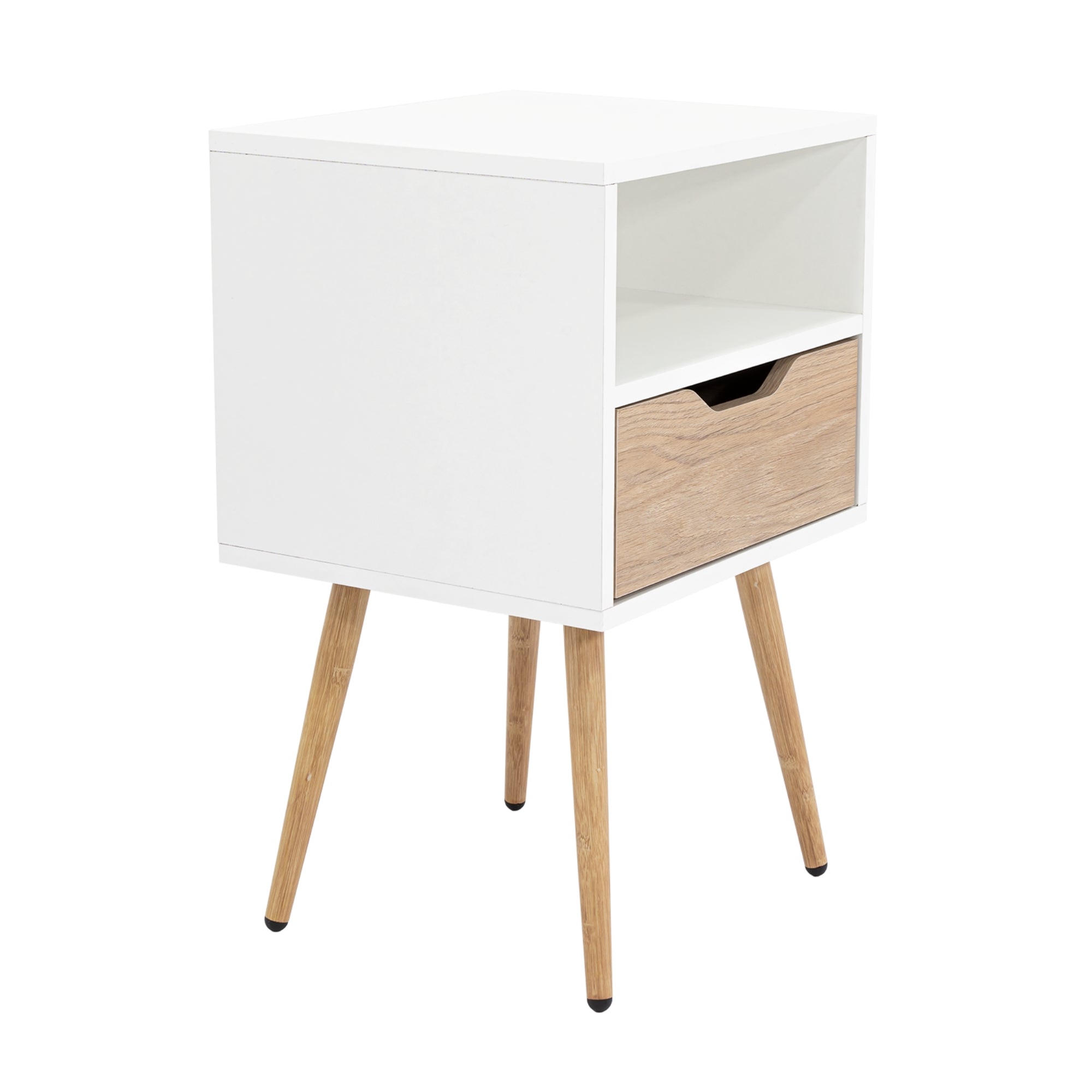 VELADOR OTOM 1 CAJON BLANCO Y ROVERE 63X40X35 CM - 4