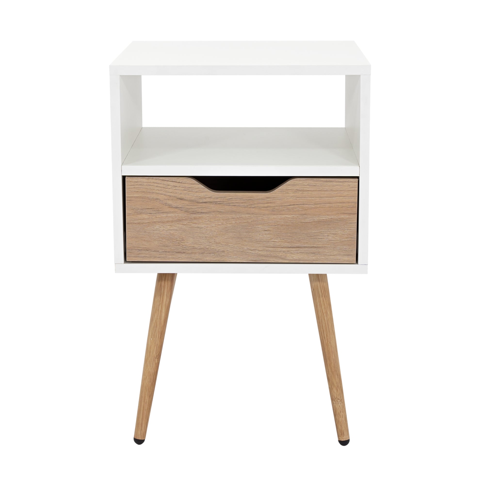 VELADOR OTOM 1 CAJON BLANCO Y ROVERE 63X40X35 CM - 5