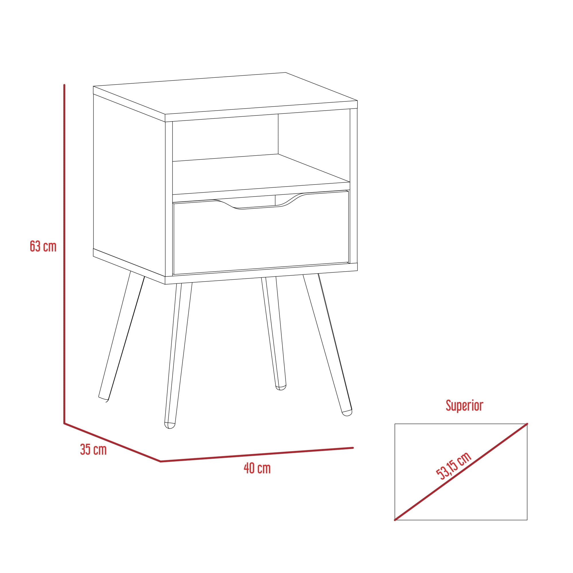 VELADOR OTOM 1 CAJON BLANCO Y ROVERE 63X40X35 CM - 10