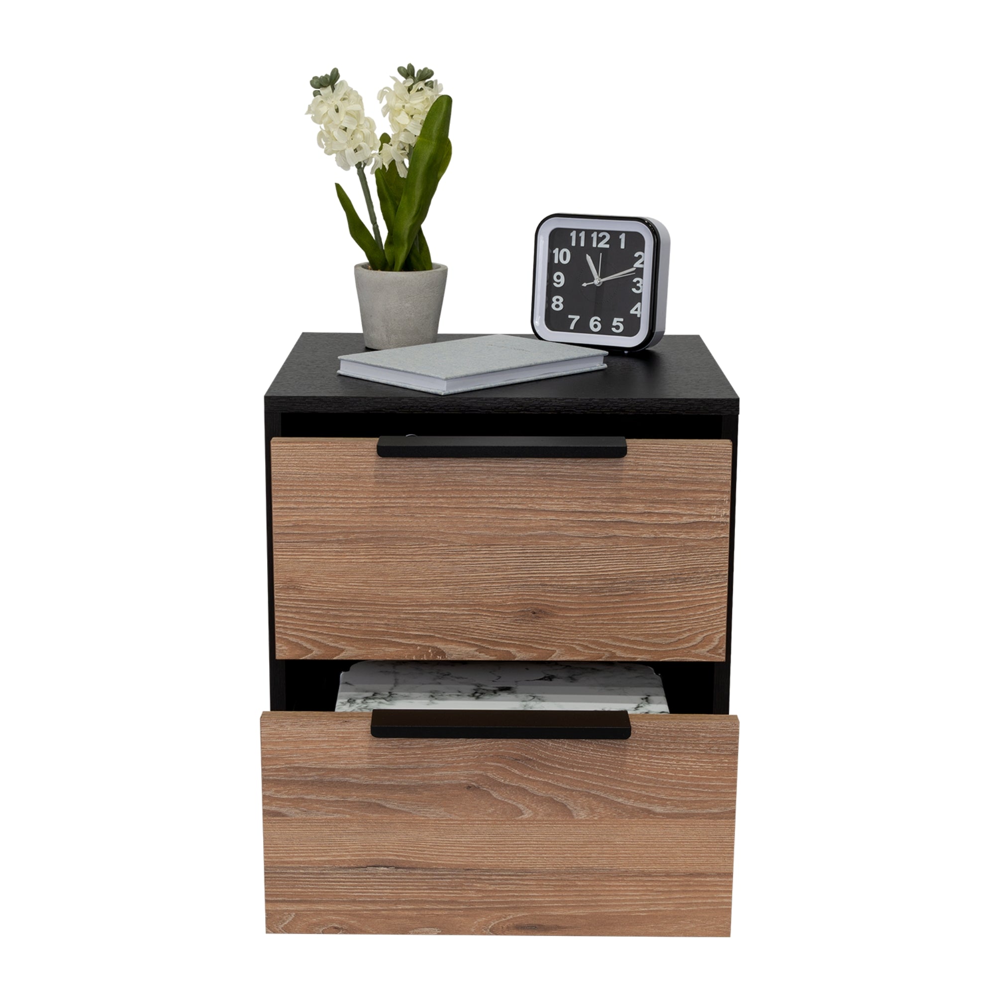 VELADOR KAIA 2 CAJONES WENGUE Y MIEL 48X41X36 CM - 2