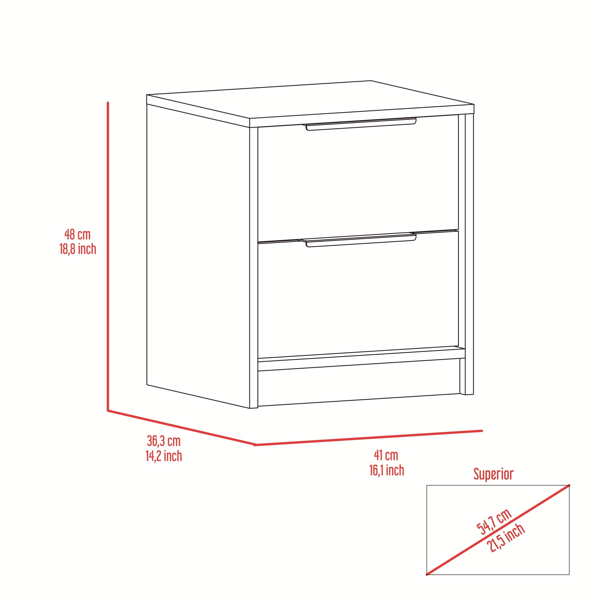 VELADOR KAIA 2 CAJONES WENGUE Y MIEL 48X41X36 CM - 7
