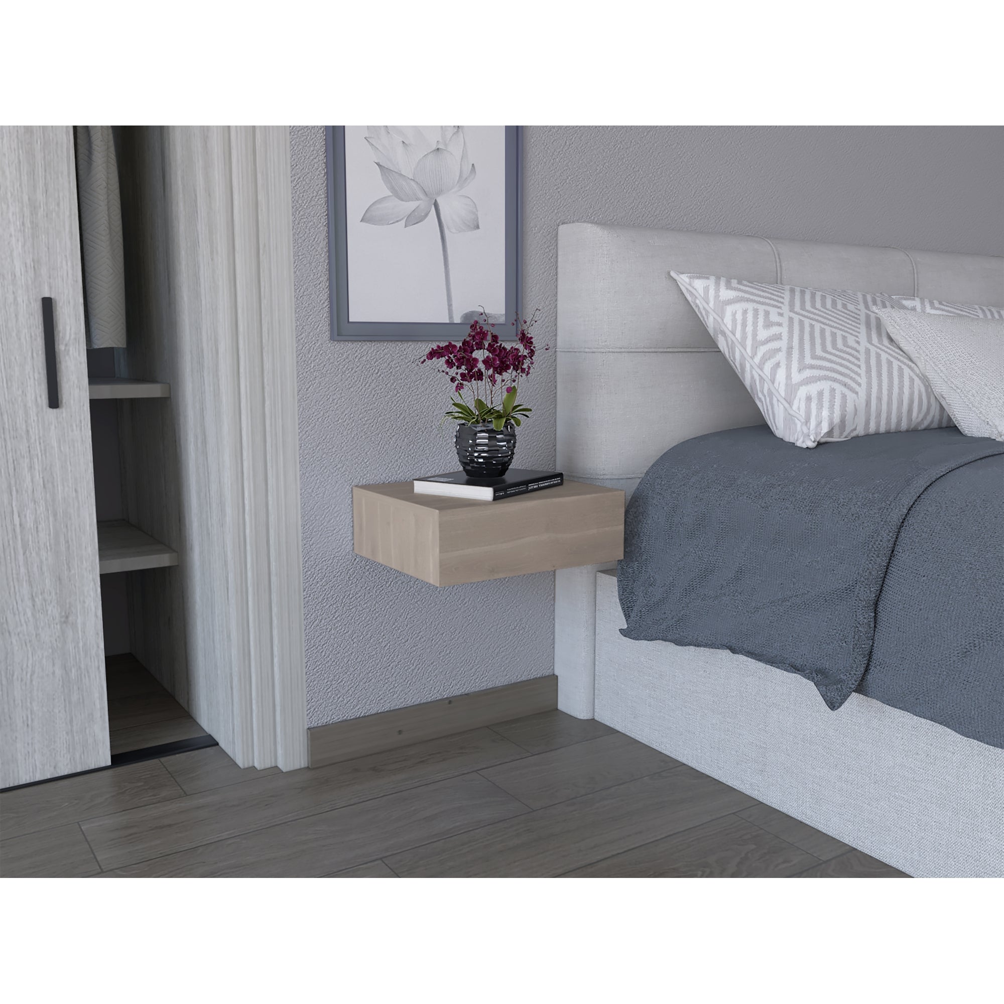 VELADOR MILANO FLOTANTE CENIZA 1 CAJON 13X40X34 CM - 5