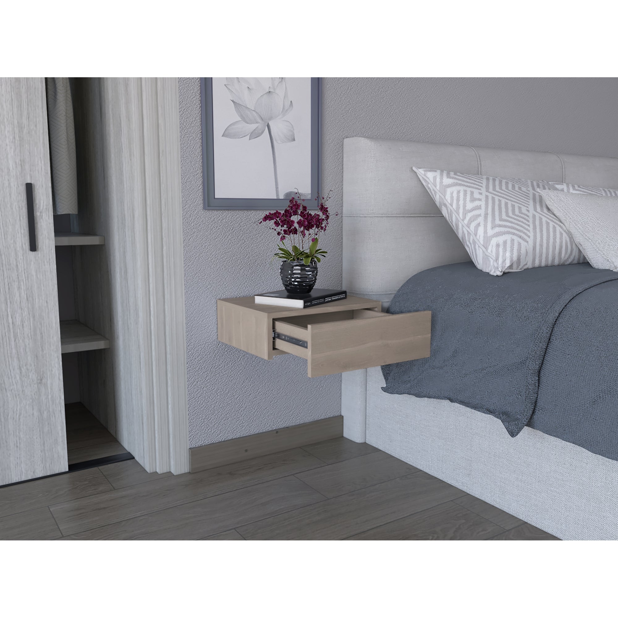 VELADOR MILANO FLOTANTE CENIZA 1 CAJON 13X40X34 CM - 6
