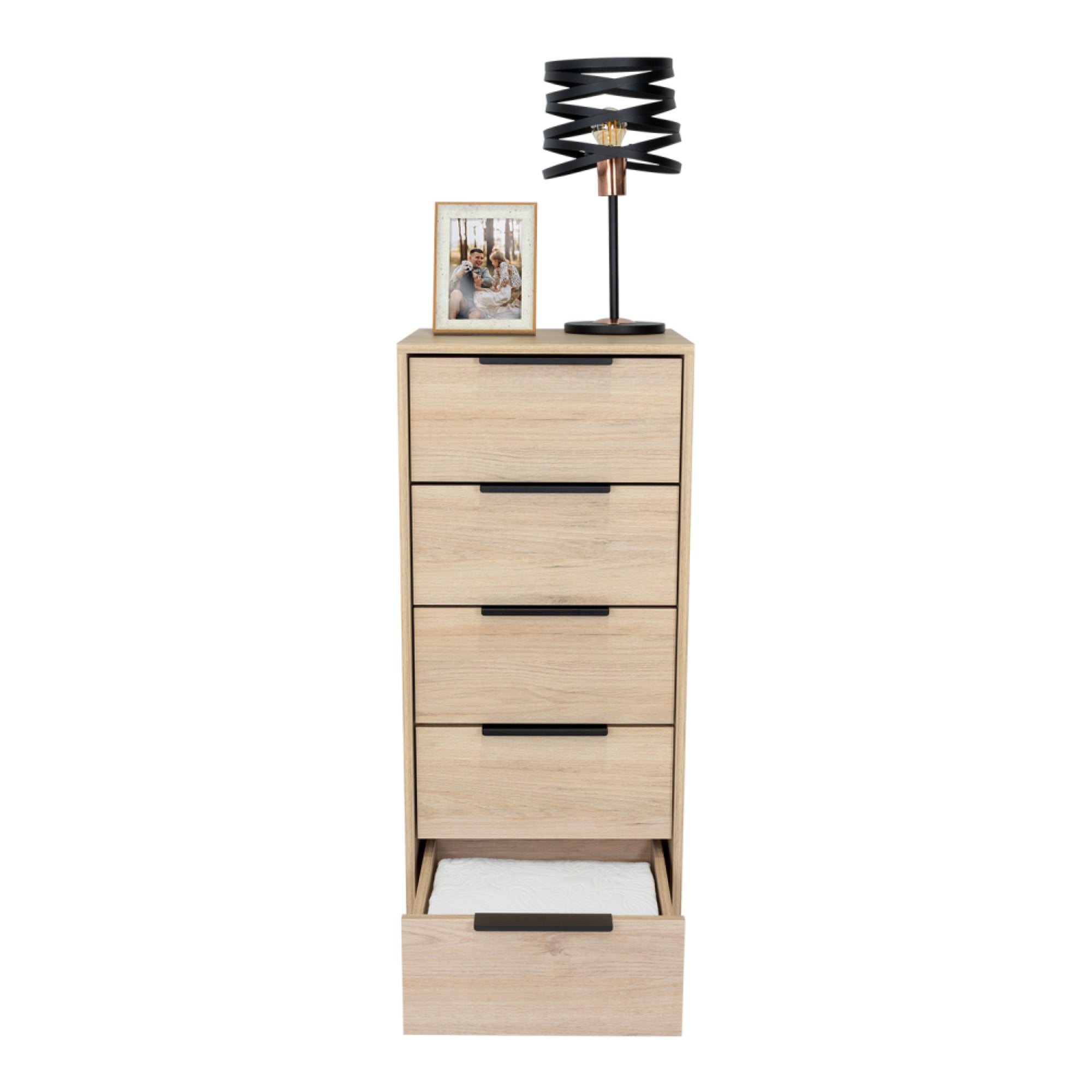 COMODA ALTA KAIA 5 CAJONES ROVERE Y BLANCO 107X45X41 CM - 2