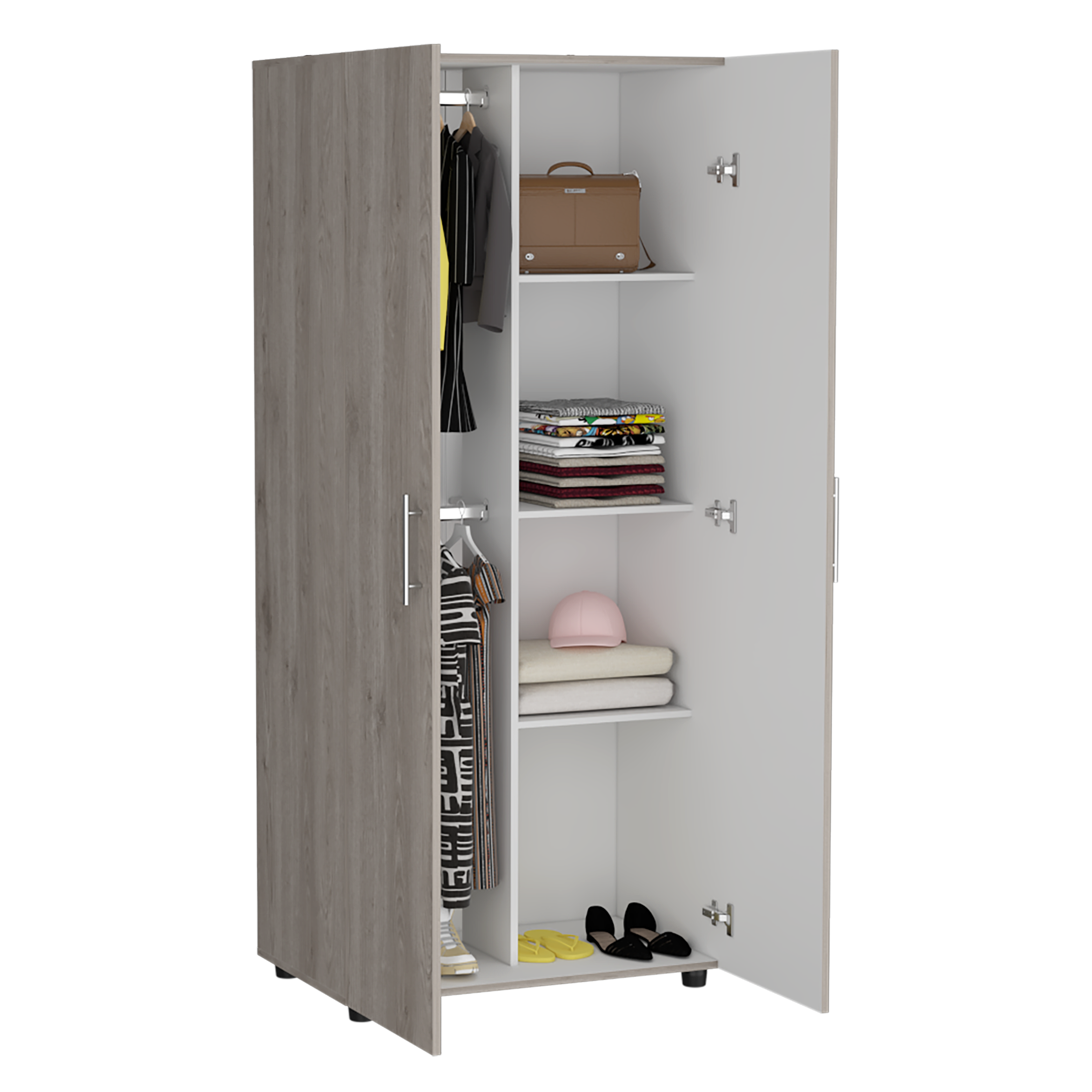 CLOSET TERA 2 PUERTAS CENIZA Y BLANCO 180X180X48 CM - 1
