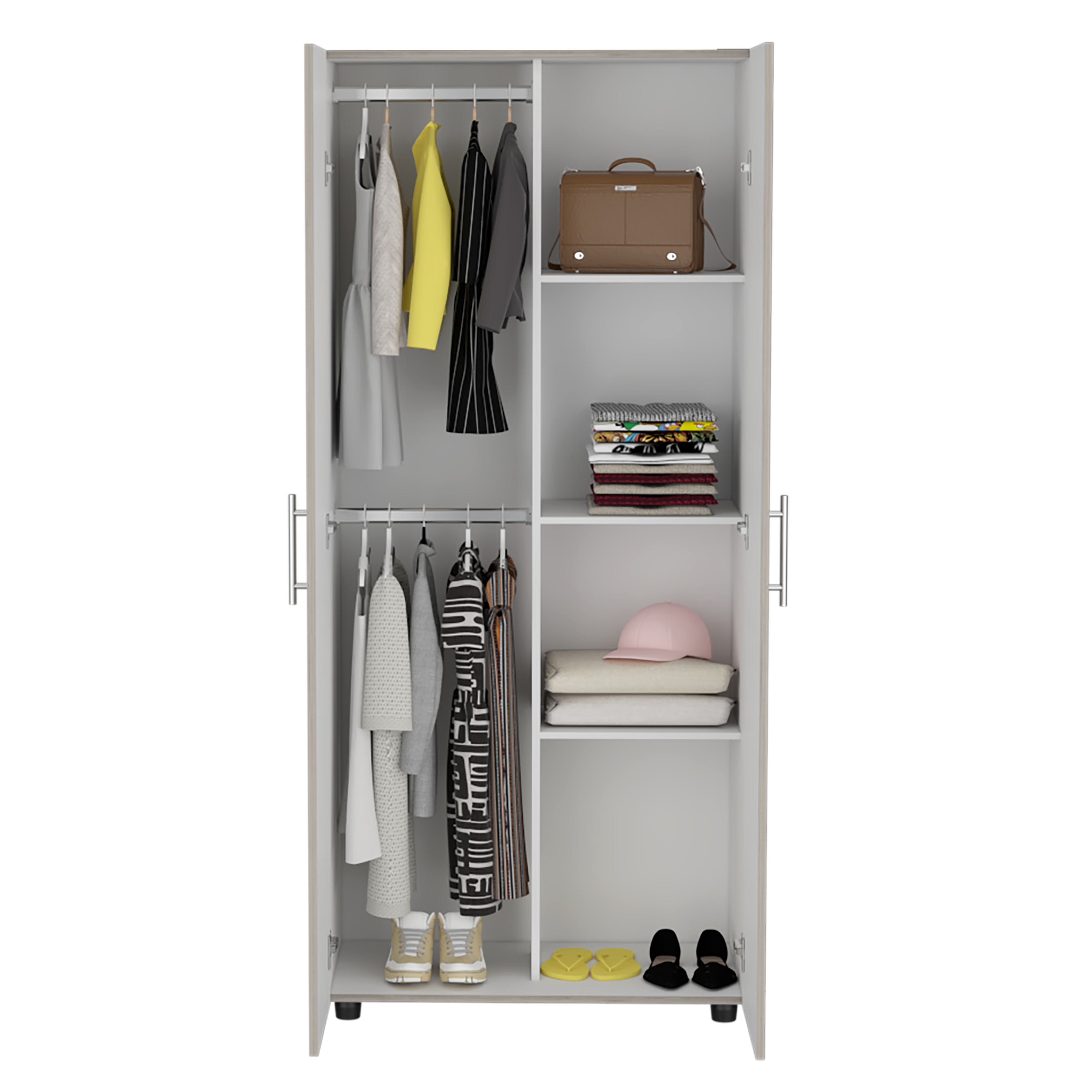 CLOSET TERA 2 PUERTAS CENIZA Y BLANCO 180X180X48 CM - 2