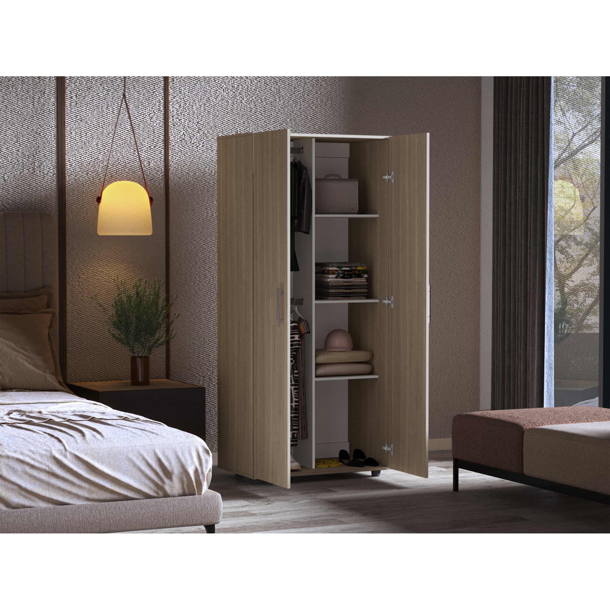 CLOSET TERA 2 PUERTAS CENIZA Y BLANCO 180X180X48 CM - 6