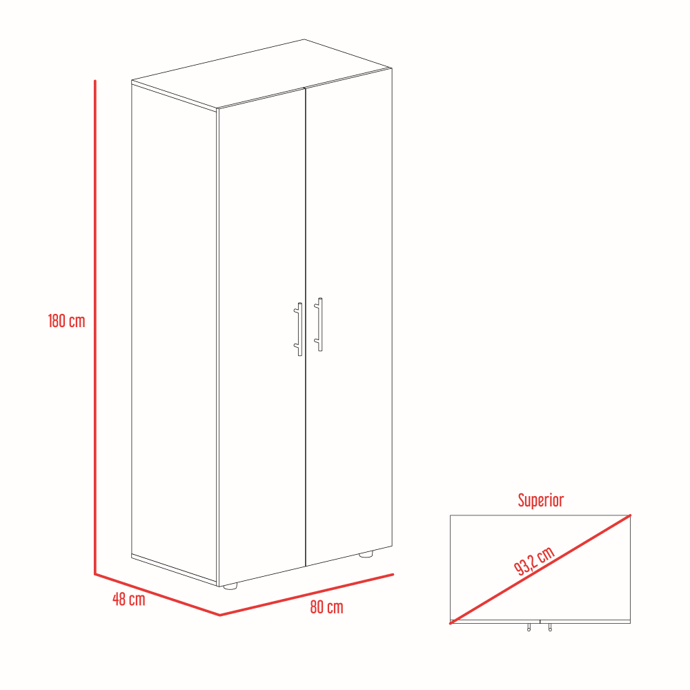 CLOSET TERA 2 PUERTAS CENIZA Y BLANCO 180X180X48 CM - 7