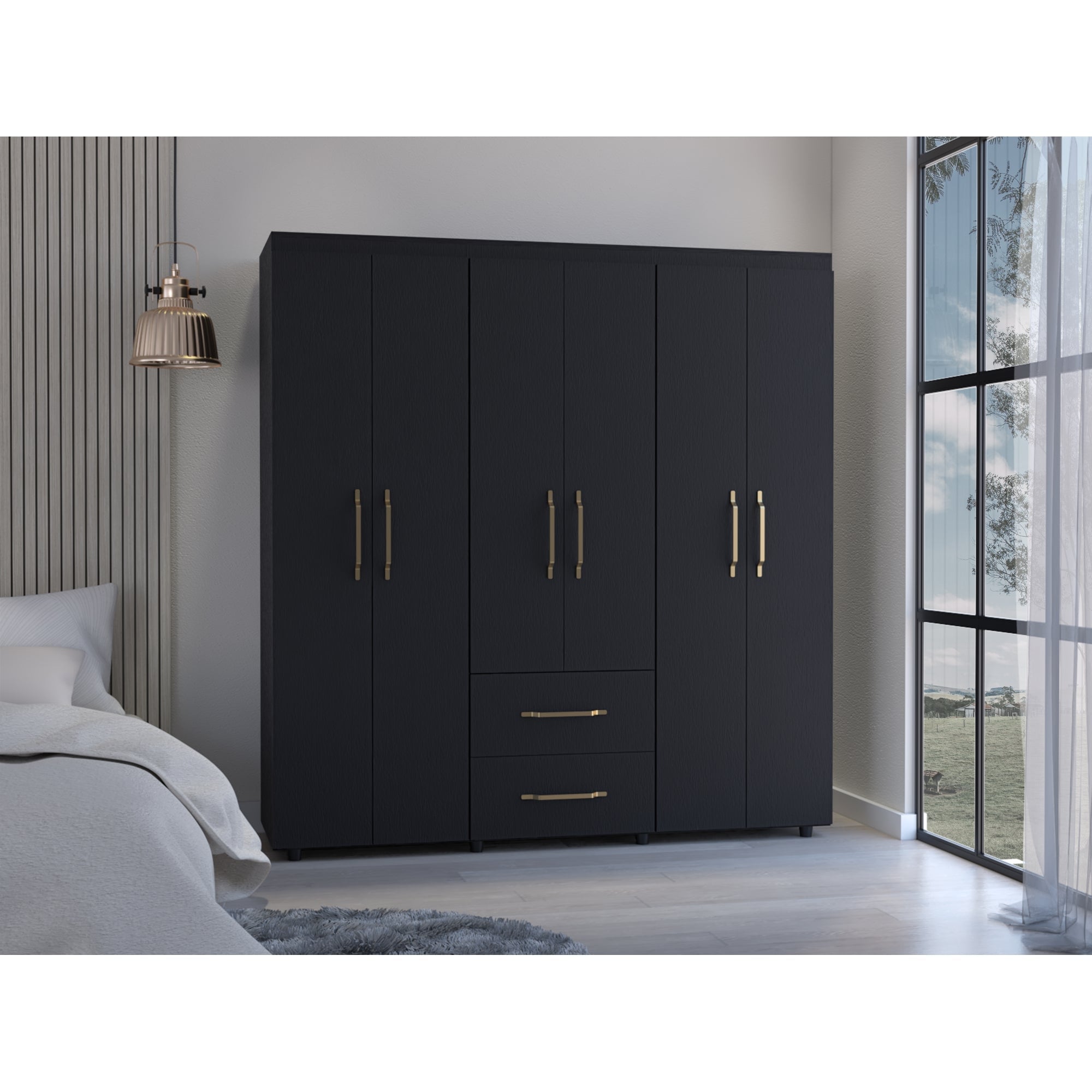 CLOSET GOLDEN 6 PUERTAS 2 CAJONES WENGUE 180X170X50 CM - 5