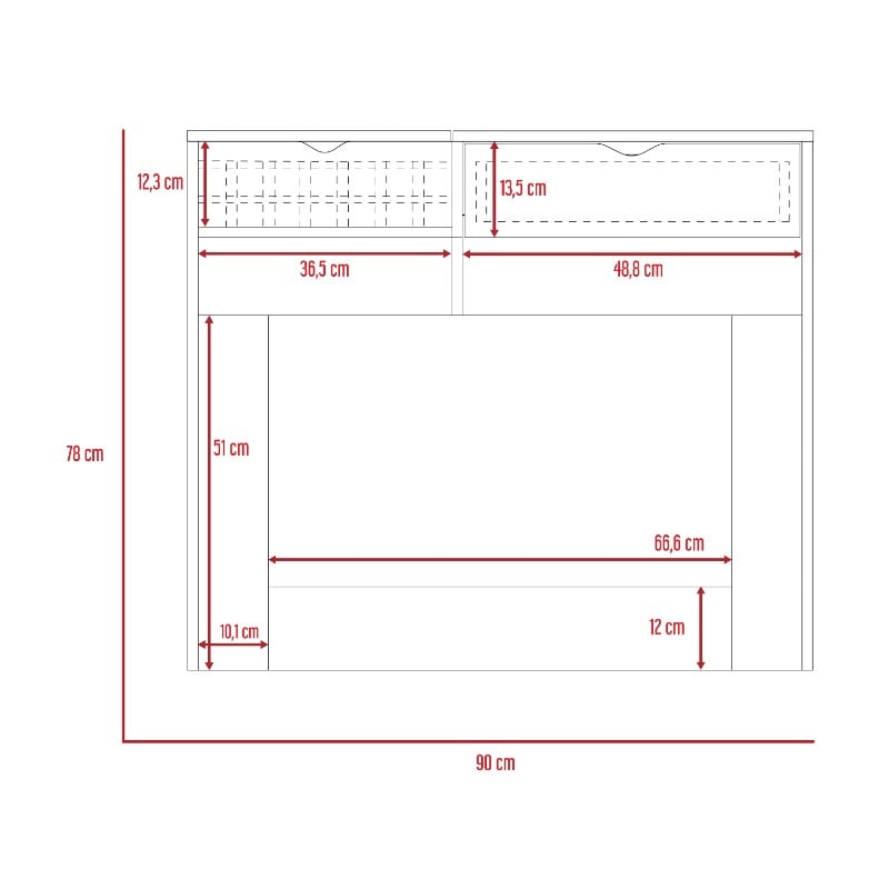 MUEBLE DE TOCADOR PERLA ROVERE BLANCO 78X90X40 CM - 3