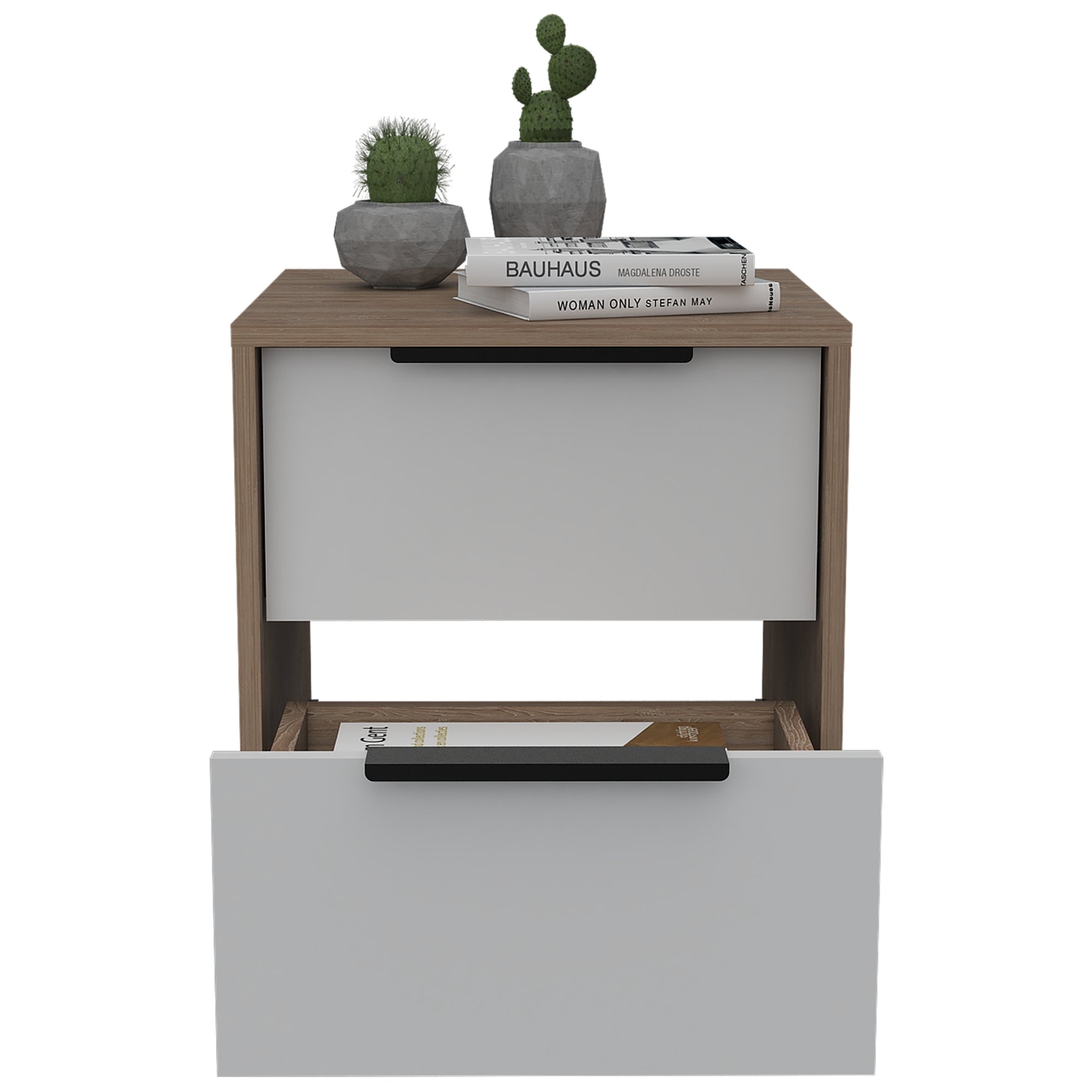VELADOR KAIA 2 CAJONES MIEL Y BLANCO 48X41X36 CM - 2