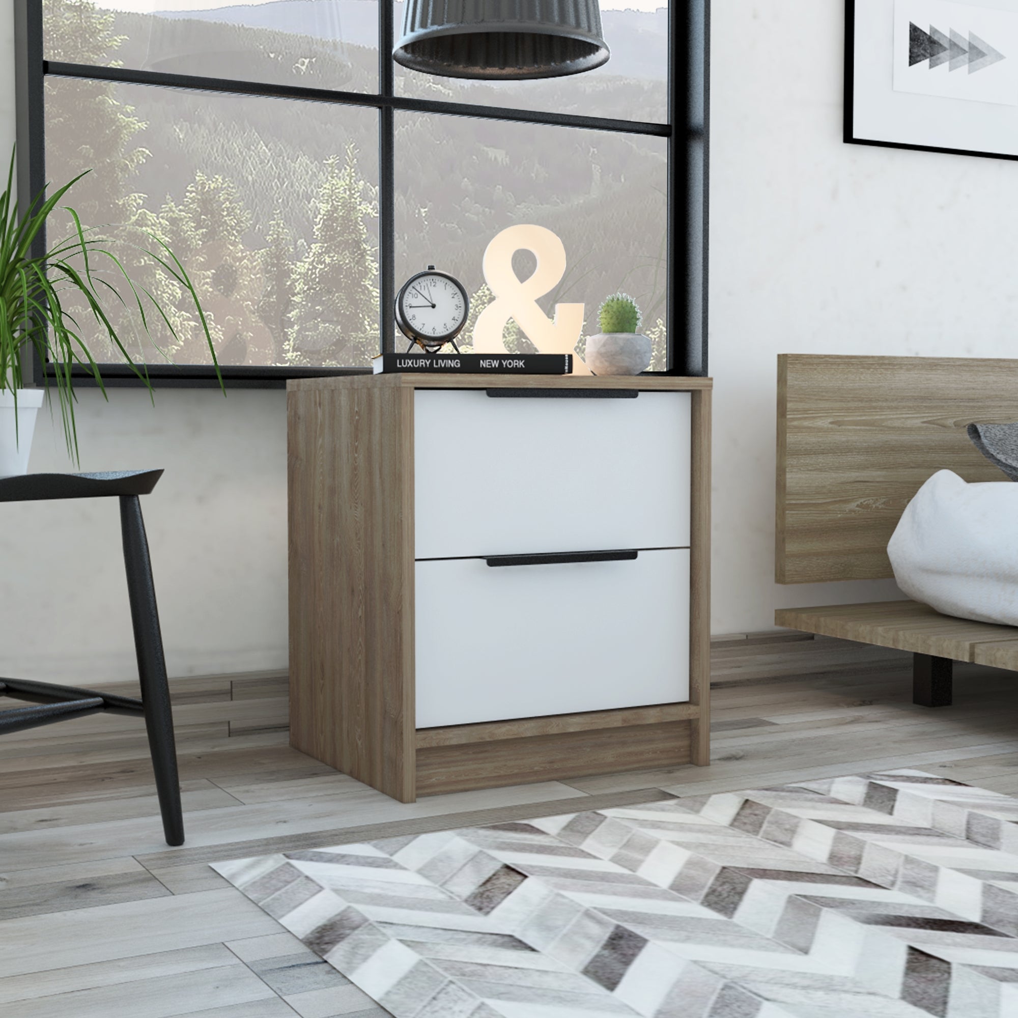 VELADOR KAIA 2 CAJONES MIEL Y BLANCO 48X41X36 CM - 5
