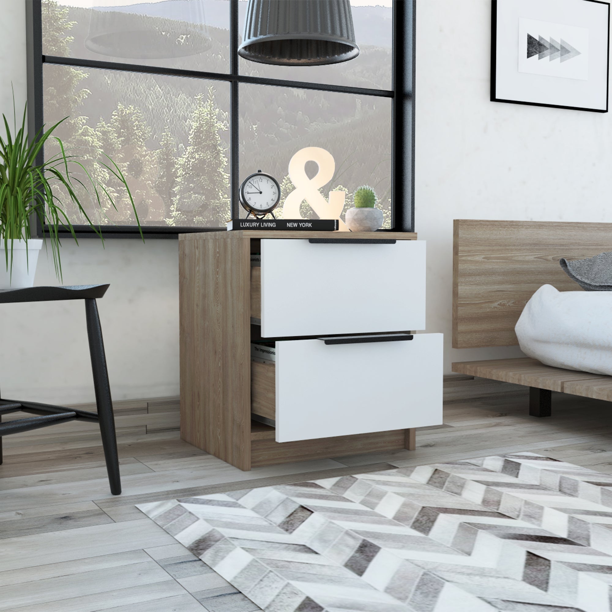 VELADOR KAIA 2 CAJONES MIEL Y BLANCO 48X41X36 CM - 6