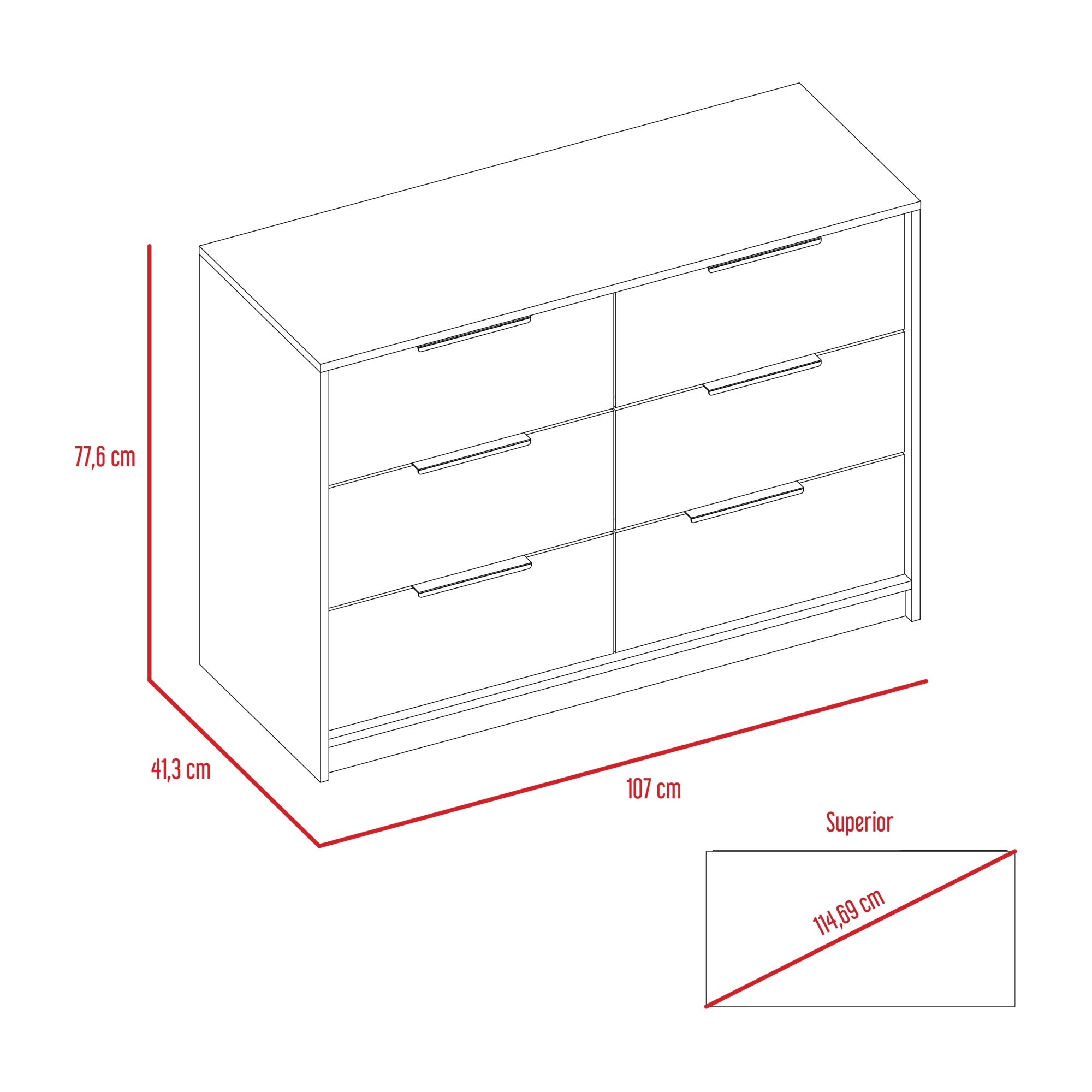 COMODA KAIA 4 CAJONES 2 PUERTAS WENGUE Y MIEL 77X107X41 CM - 2